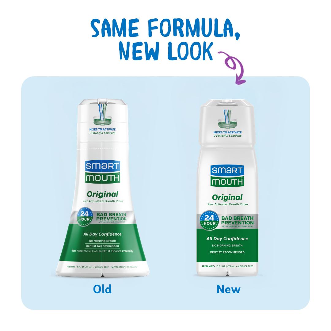 The perfect routine starts and ends with fresh breath. SmartMouth Morning kick-starts your day with B12 and L-Carnitine while providing all-day fresh breath. Unwind with SmartMouth Evening, infused with melatonin and zinc