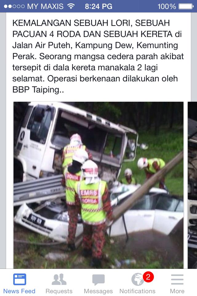 Taiping Zone Kemalangan Di Kg Dew Taiping Ermiaca Facebook
