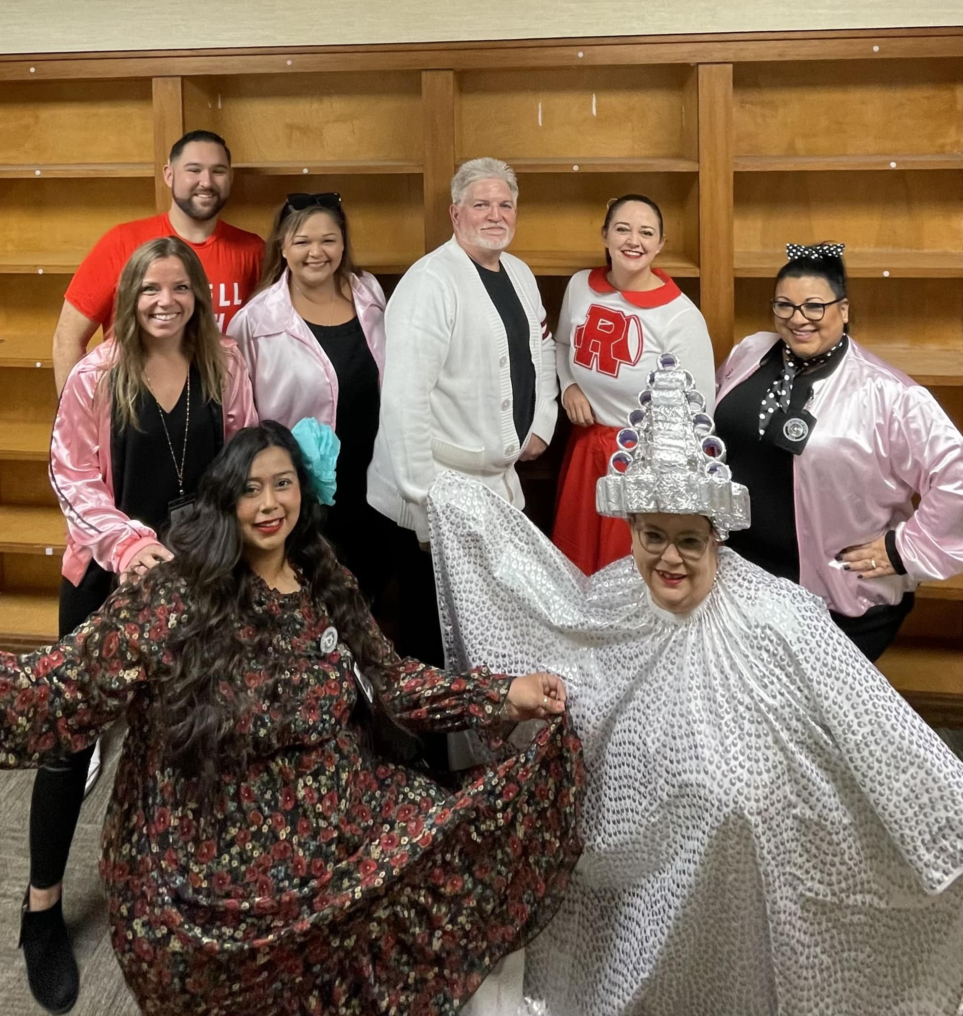 dress up like grease characters The Tax Office team is getting into the Halloween spirit dressing as from the movie Grease! Be sure to snap a few photos if you stop by their office today. # grease outfit ideas