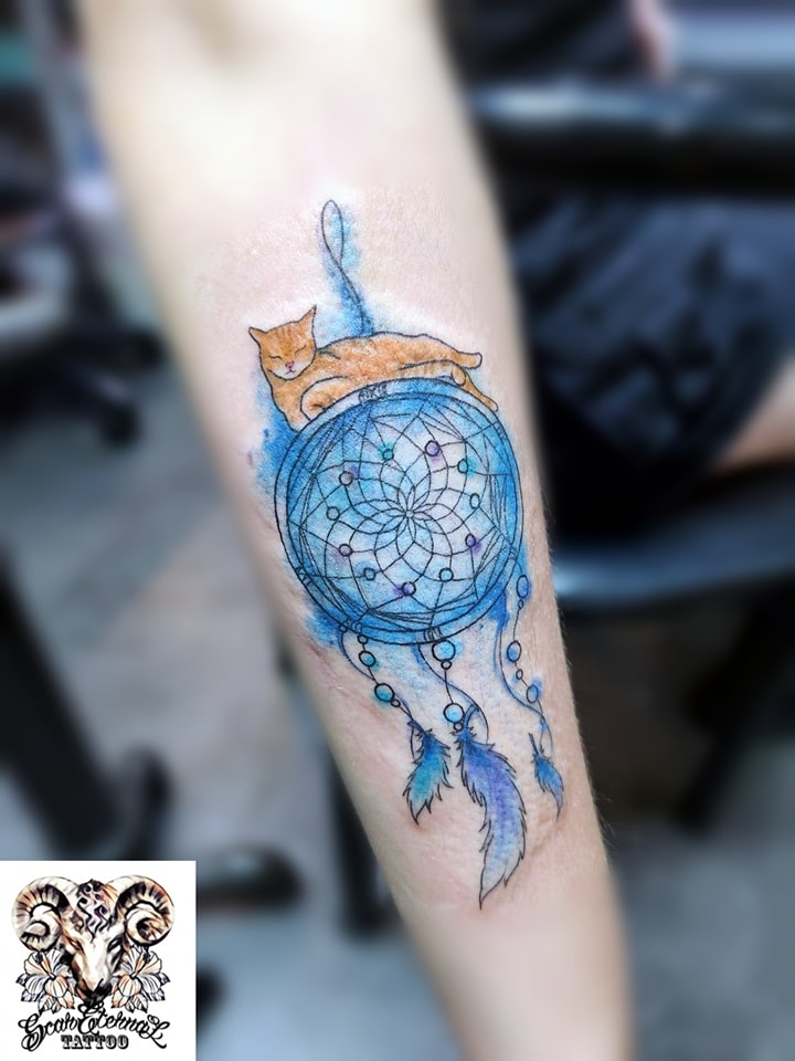 慵懶的貓貓捕夢網😍 #tattoo #tattoos... - Scar Eternal 痕跡制造