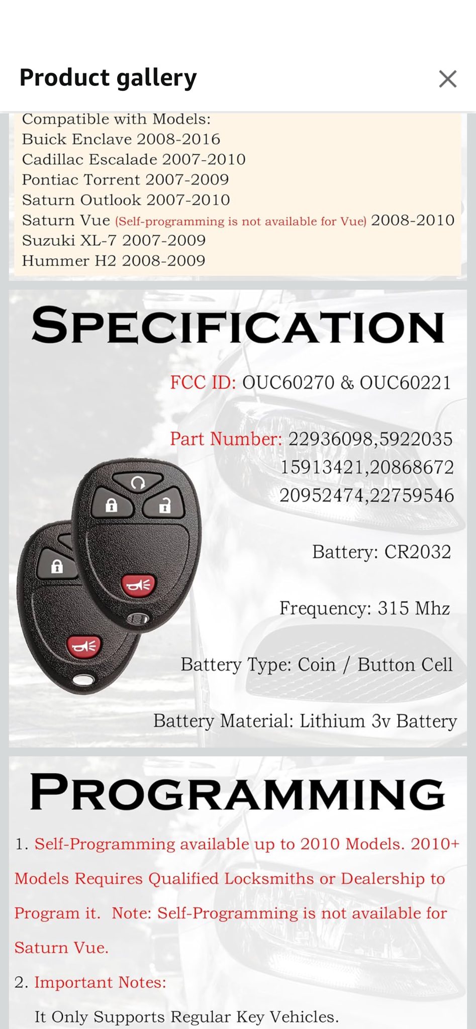 GM Keyless Entry Remote OUC60221 OUC60270 5922380 22951510