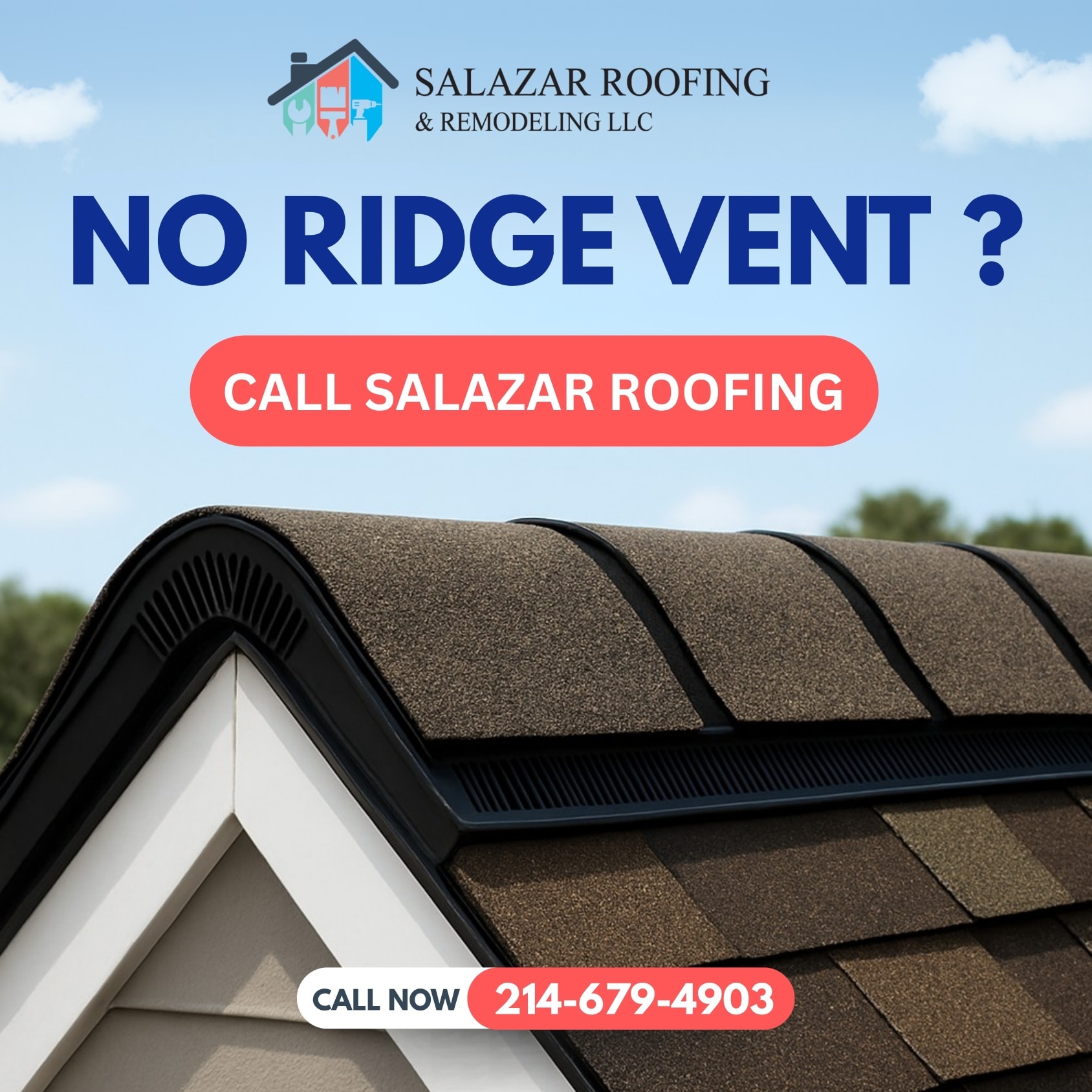 🔥 No Ridge Vent? Your attic... - Salazar Roofing & Remodeling | Facebook