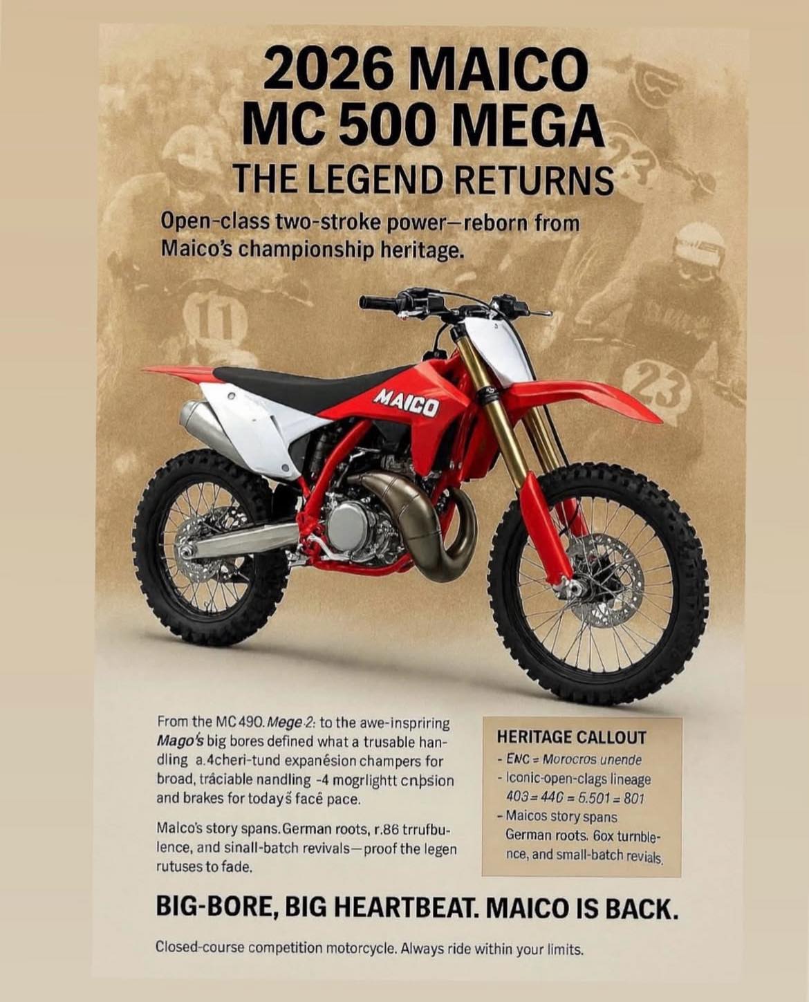 メイコ 2026 MAICO MC 500 MEGA THE LEGEND RETURNS Open-class two-stroke