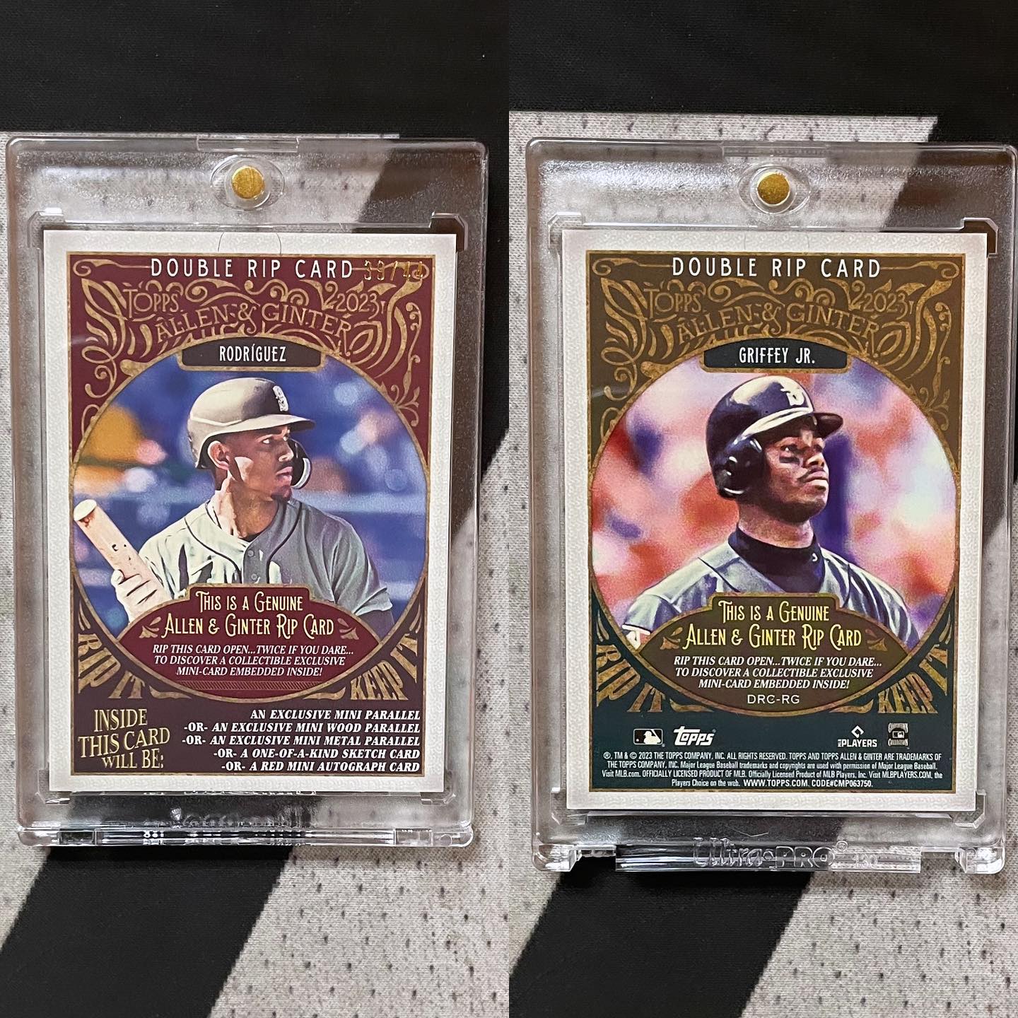 2022 Topps Allen & Ginter Double Rip Card featuring Griffey Jr and 