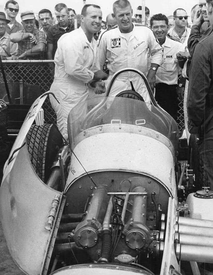 Indiana - A.J. Foyt and Jud Larson laugh it up before the 1964 Hoosier ...