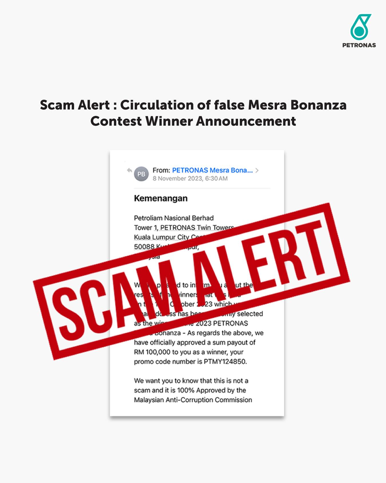 PETRONAS - Dear family and friends, Please be aware of a fake PETRONAS ...