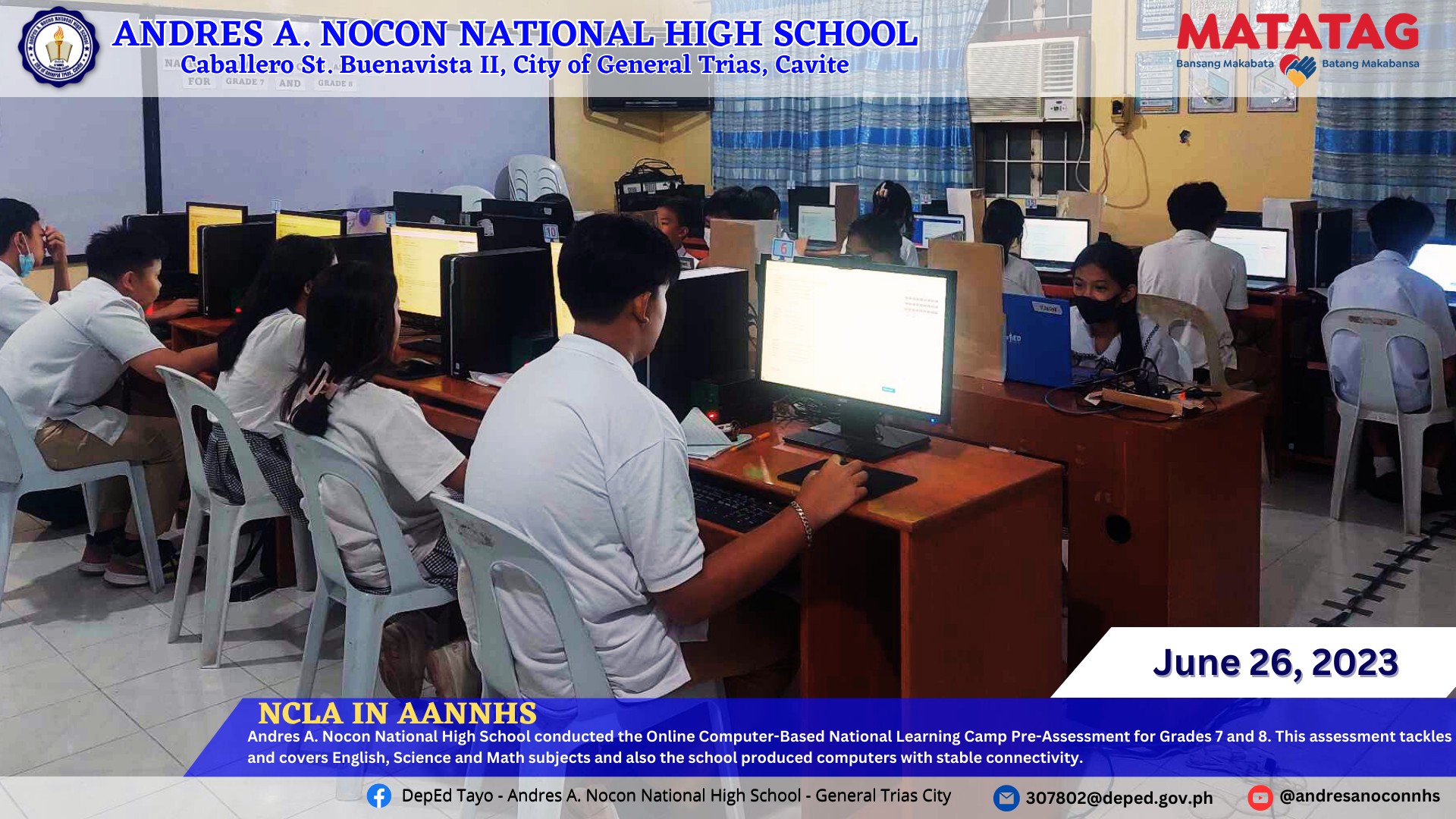 Andres A. Nocon National High School conducted the Online Computer ...