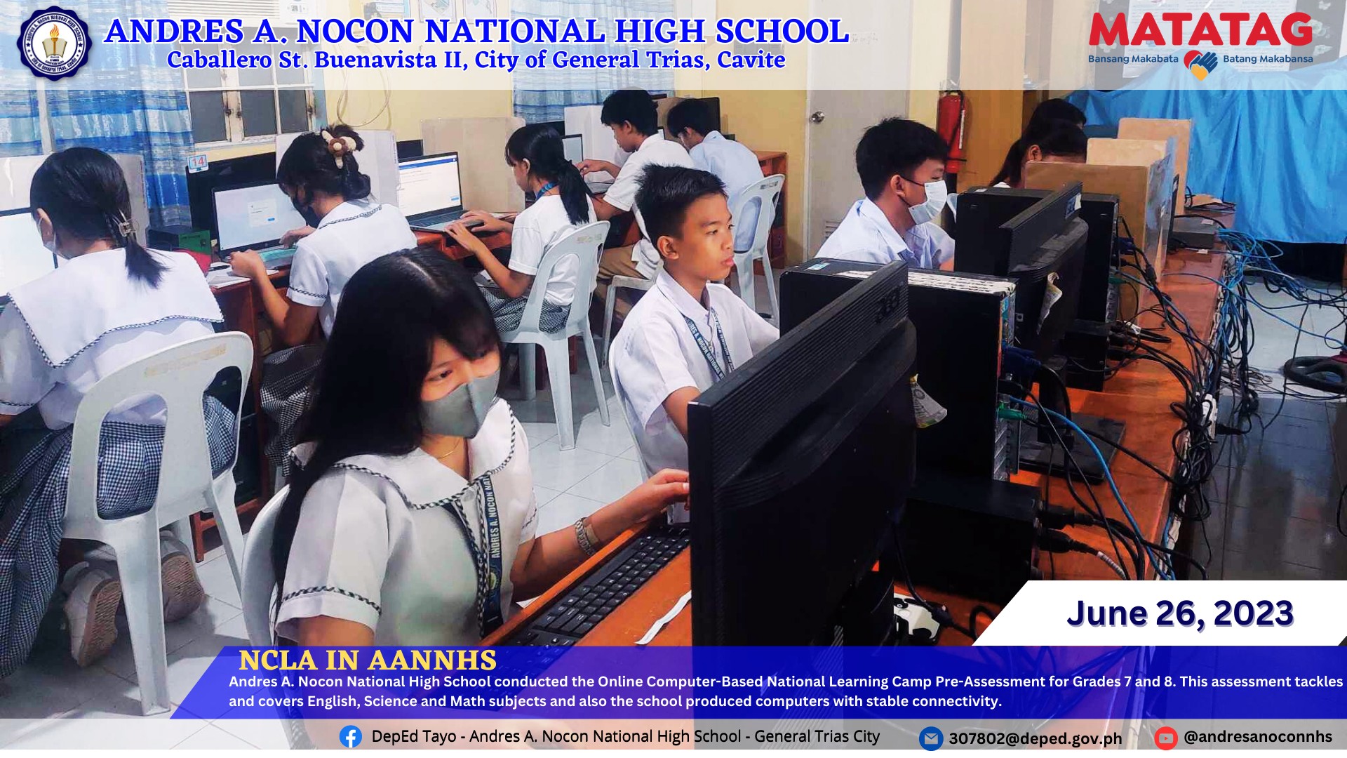 Andres A. Nocon National High School conducted the Online Computer ...