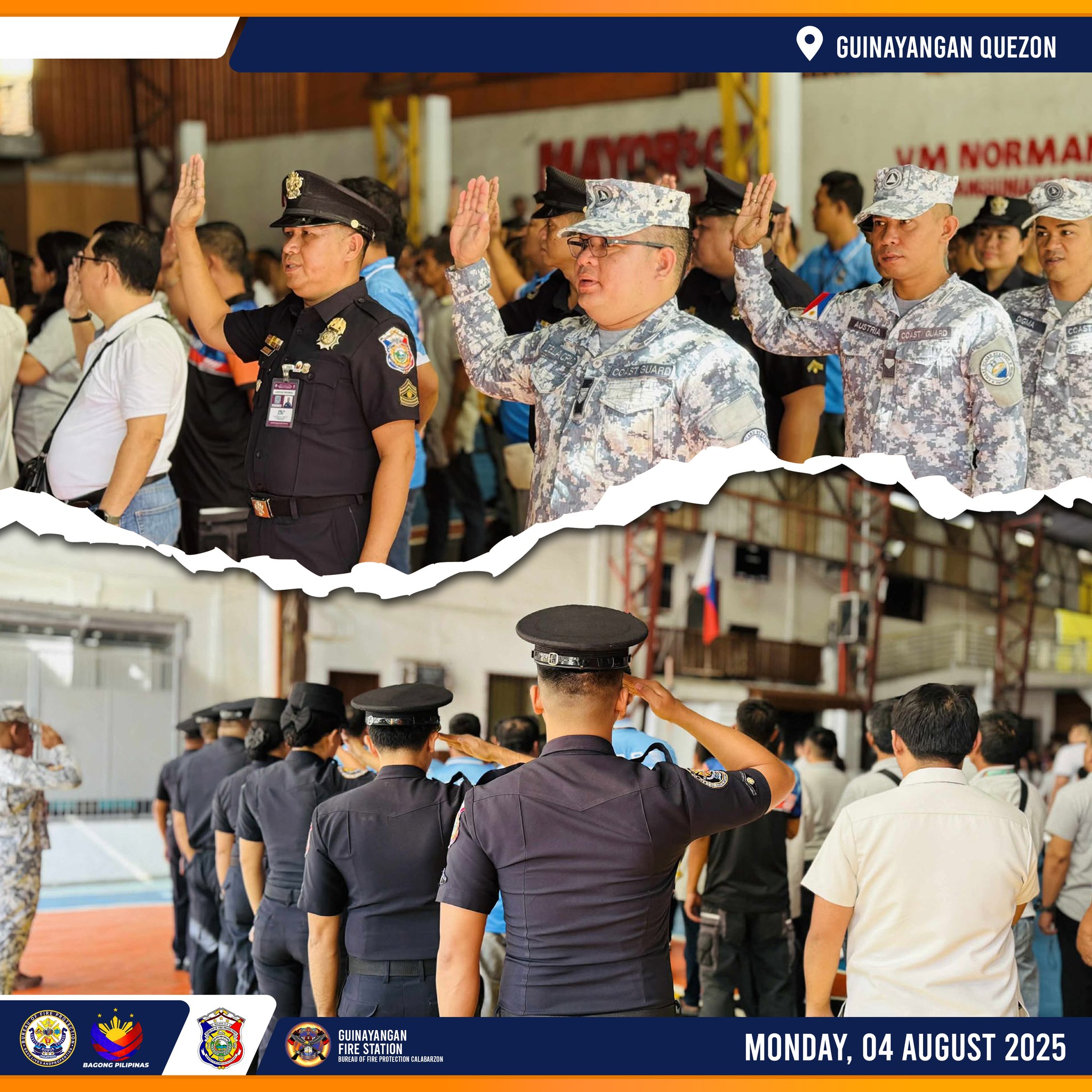 Bfp Guinayangan FS - 04 Agosto 2025 | Lunes Pagtataas ang Watawat ng ...