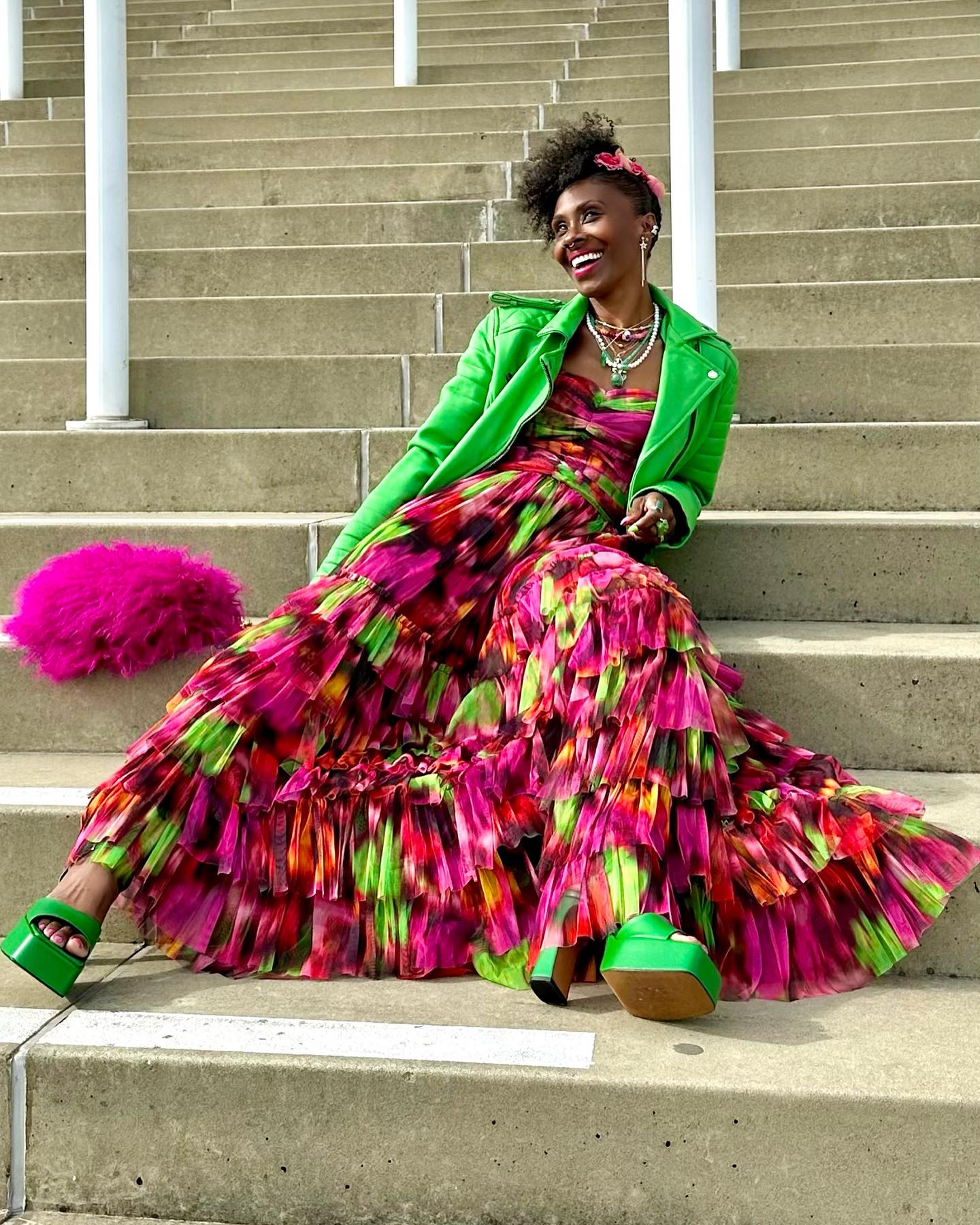 magenta and green combination dress fashion outfit inspiration magenta colour combination suit