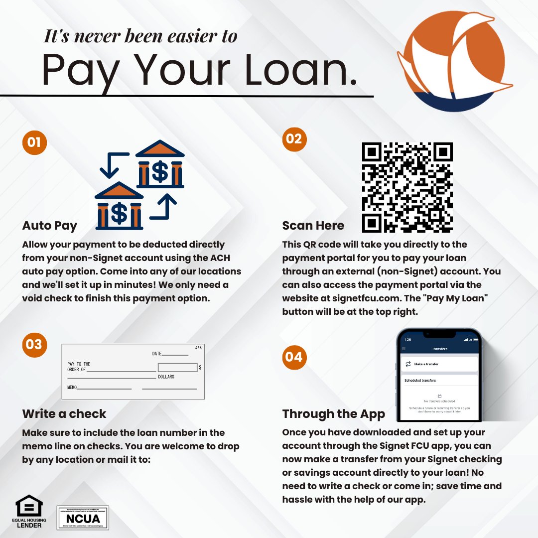 4 easy ways to pay your loan... - Signet Federal Credit Union | Facebook
