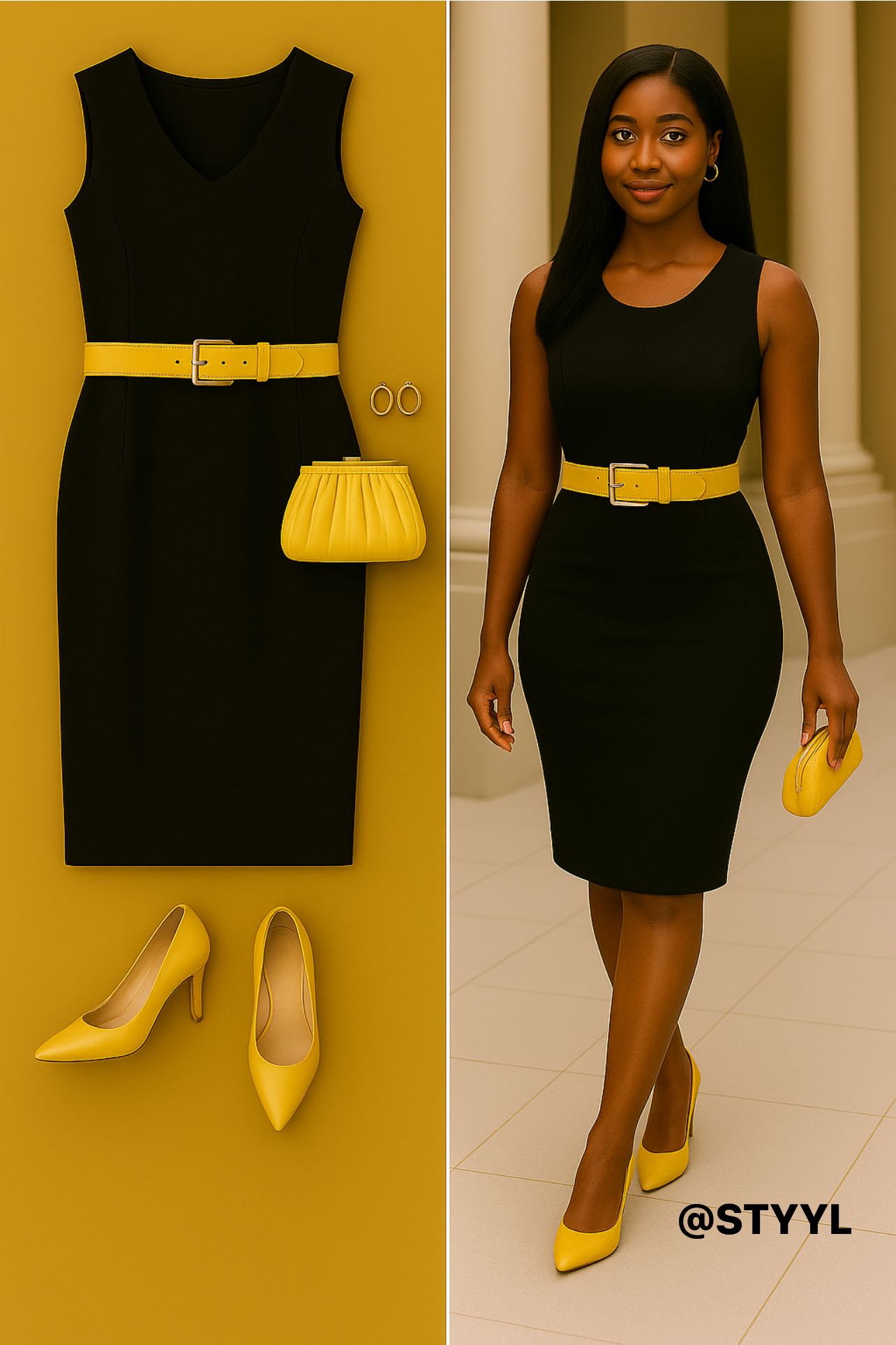 black dress yellow accessories Bold and polished: a sleek elevated with vibrant accents for effortless sophistication 🐝 Why Halter Wedding Dresses 1.5 30% Size:M-L Best of all