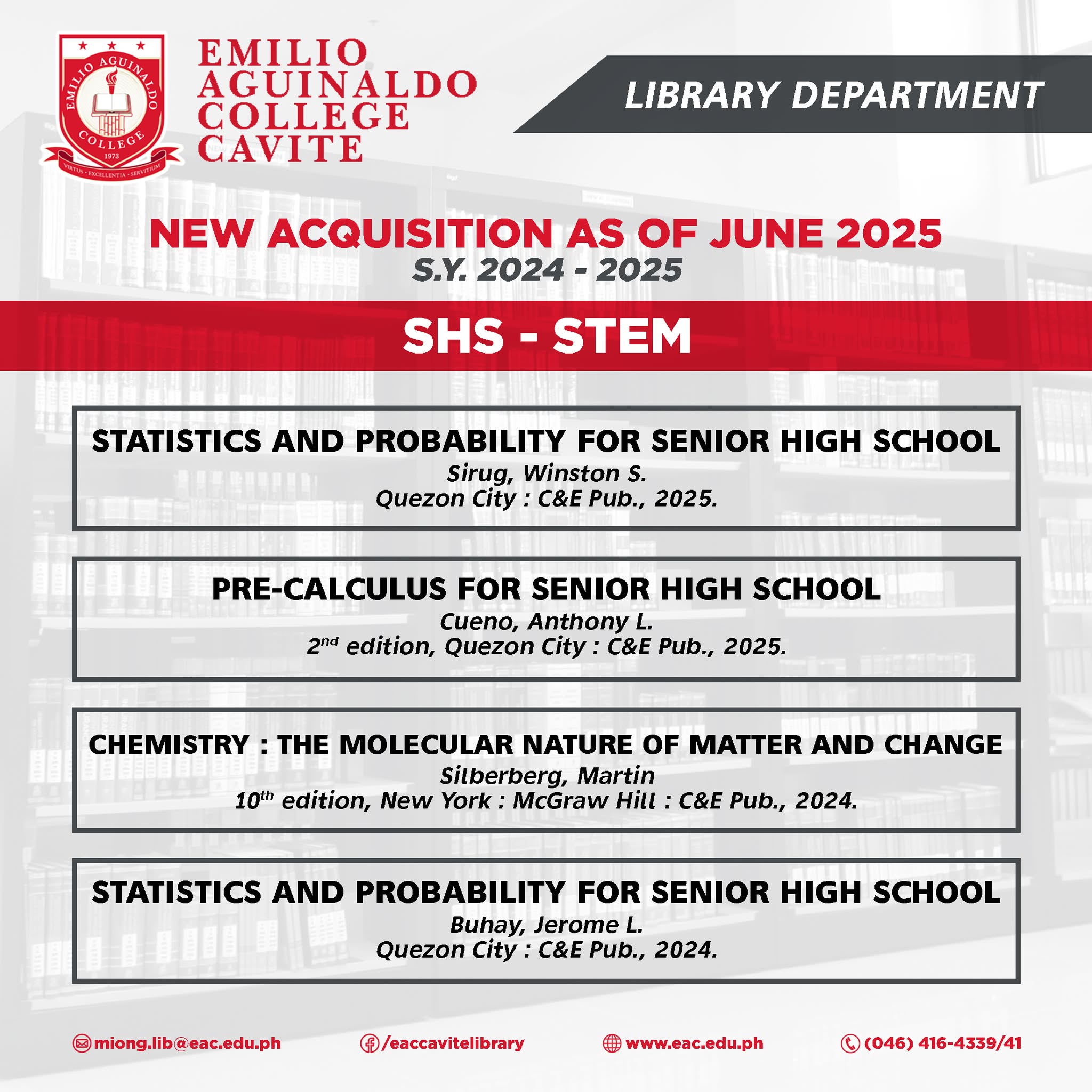 📚Check our newly acquired books for... - EAC Cavite - Library | Facebook