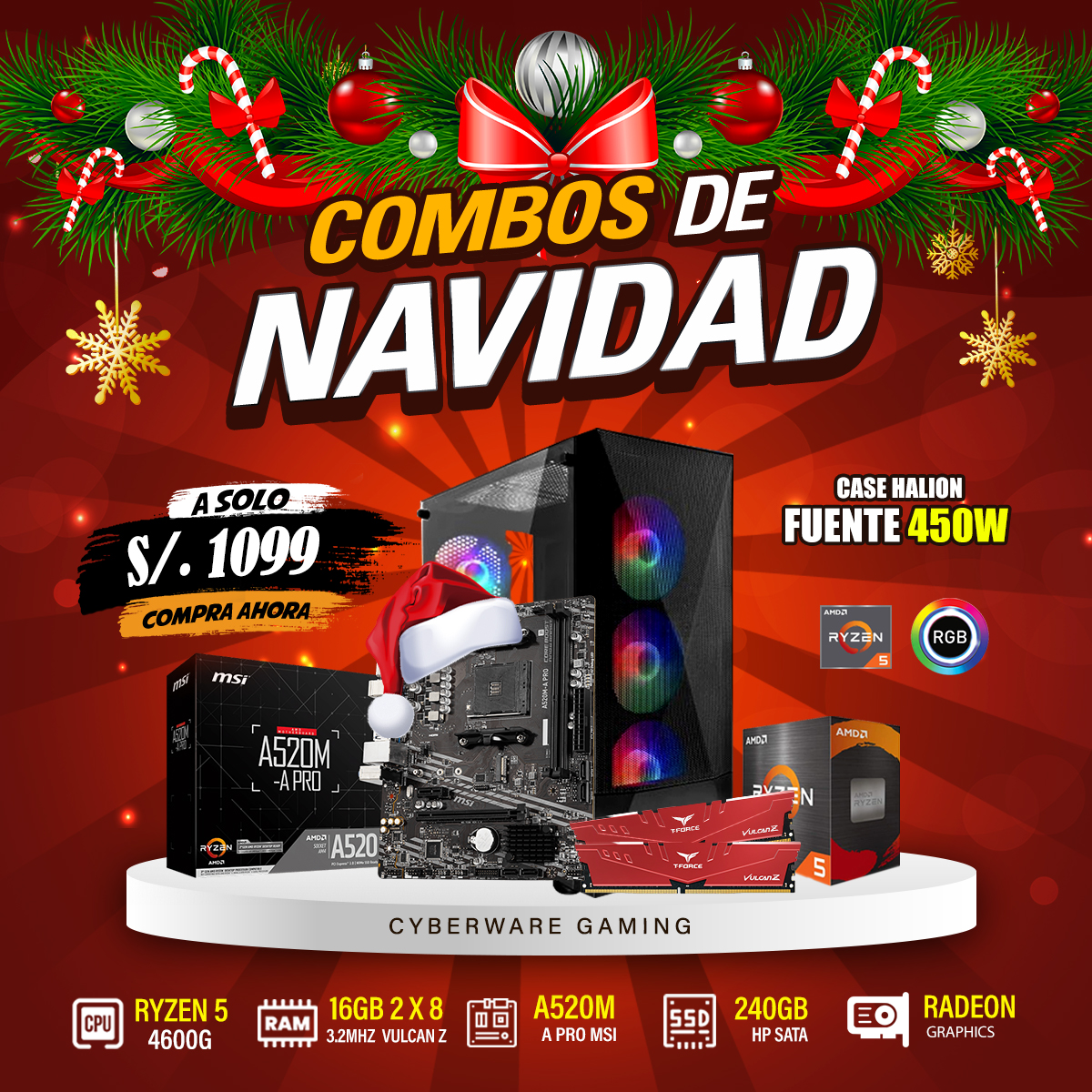 Cyberware - PC GAMER RZEN 5 4600G 🔴Envíos a todo el Perú 🔴Productos ...