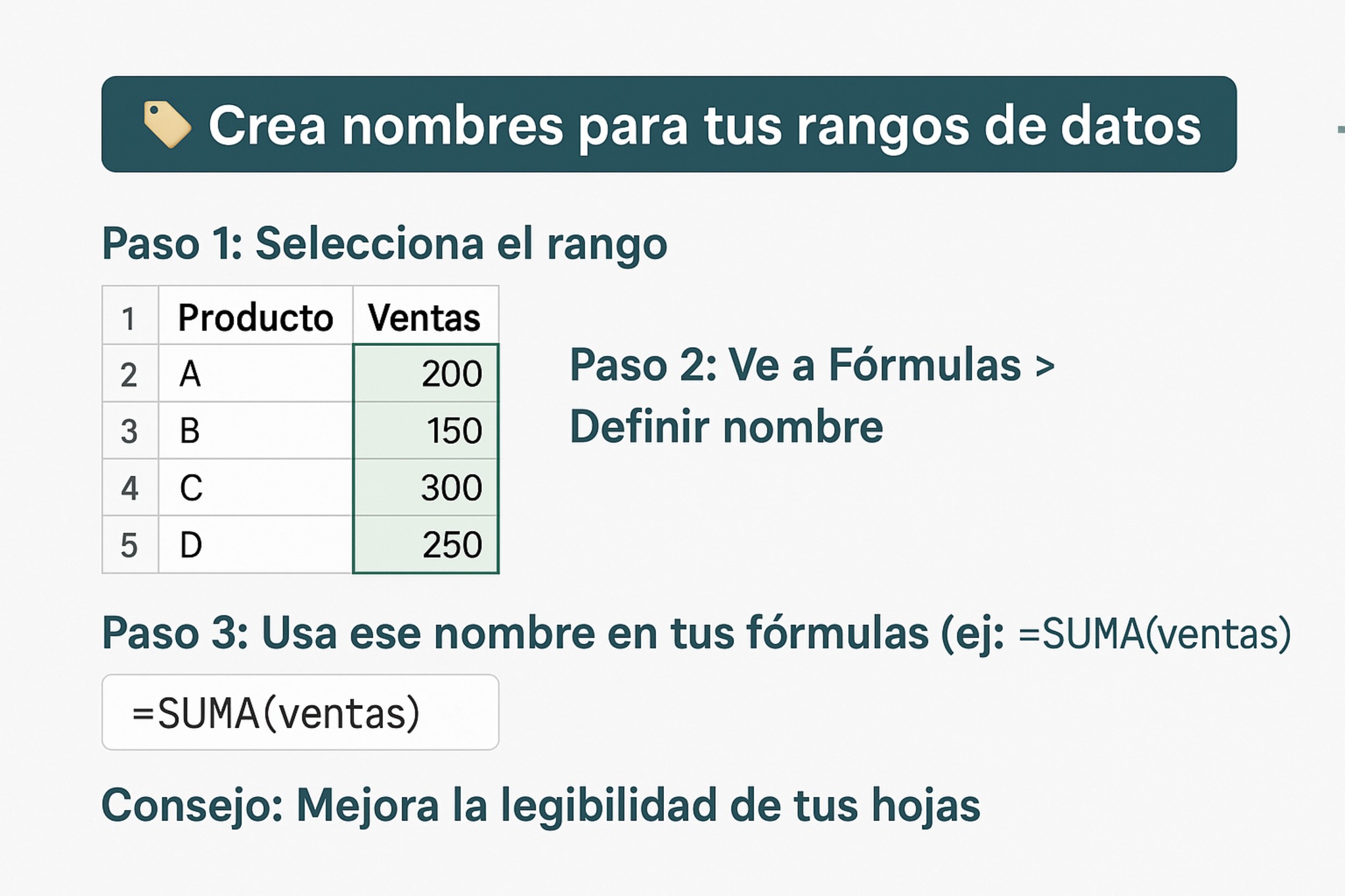 Excel - 🏷️ Ponle nombre a tus rangos y haz tus fórmulas más claras ¿Te ...
