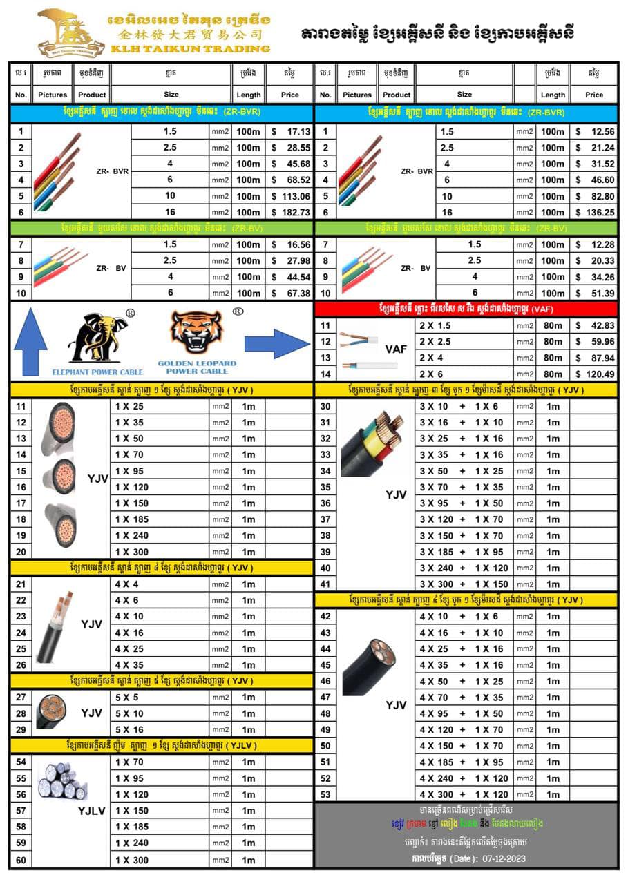 Elephant Power Cable Singapor Standard