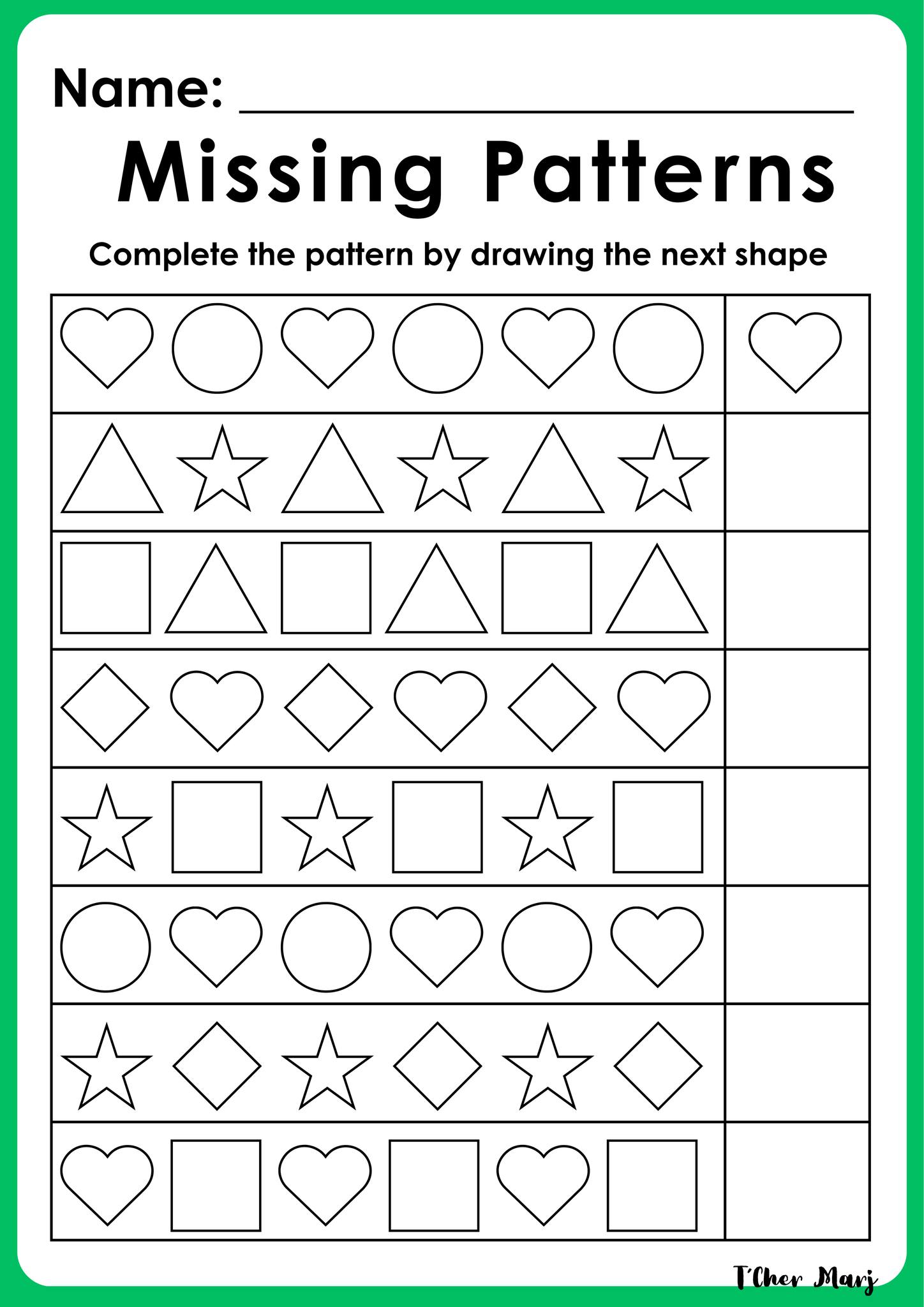 Grade 1 | MATH ACTIVITIES_MISSING PATTERNS | Facebook