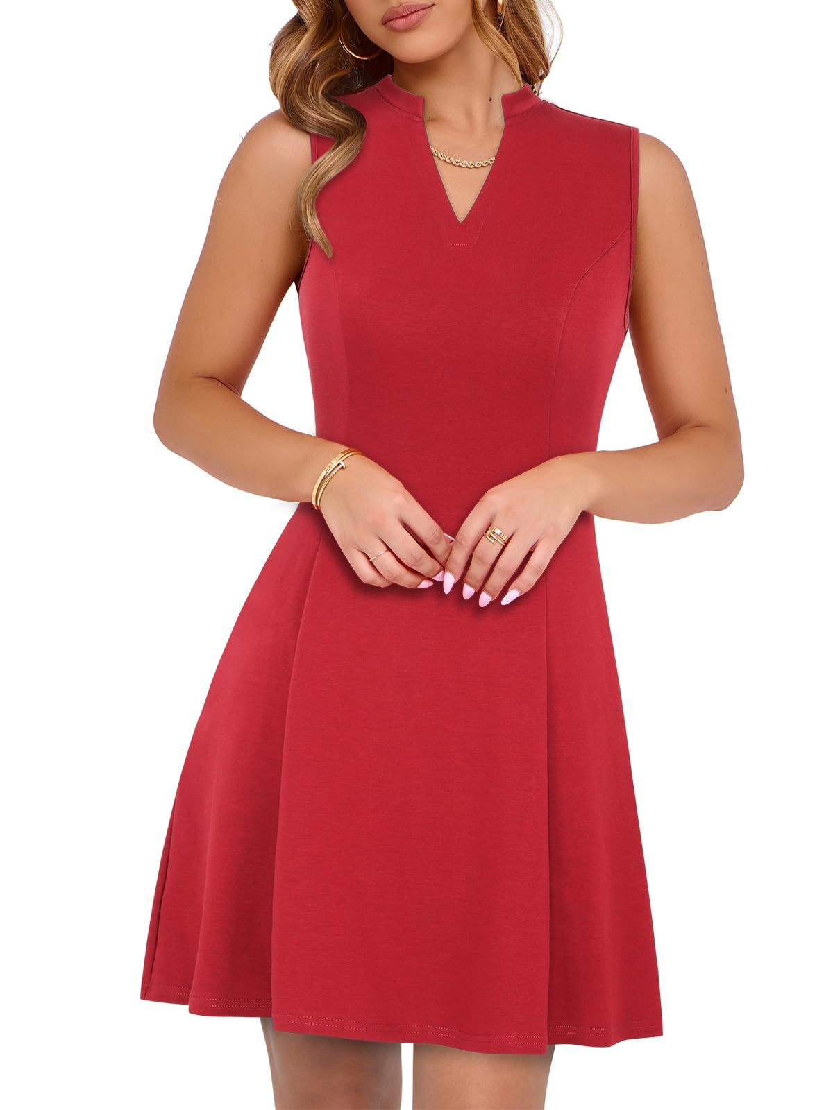 short casual formal dresses Women's A-line Mini Dress YIOYOLA Women's Elegant A-Line V-Neck Mini Dress – Business Work & Party Cocktail Dress With Pockets classy short gala dinner dresses
