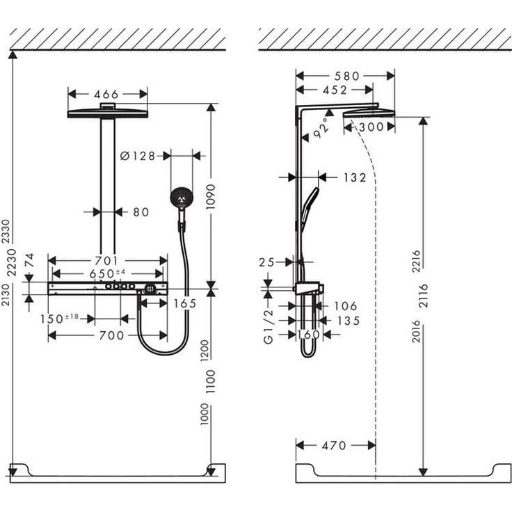 To Do Plumbing | A Shower system layout with precise measurements for ...