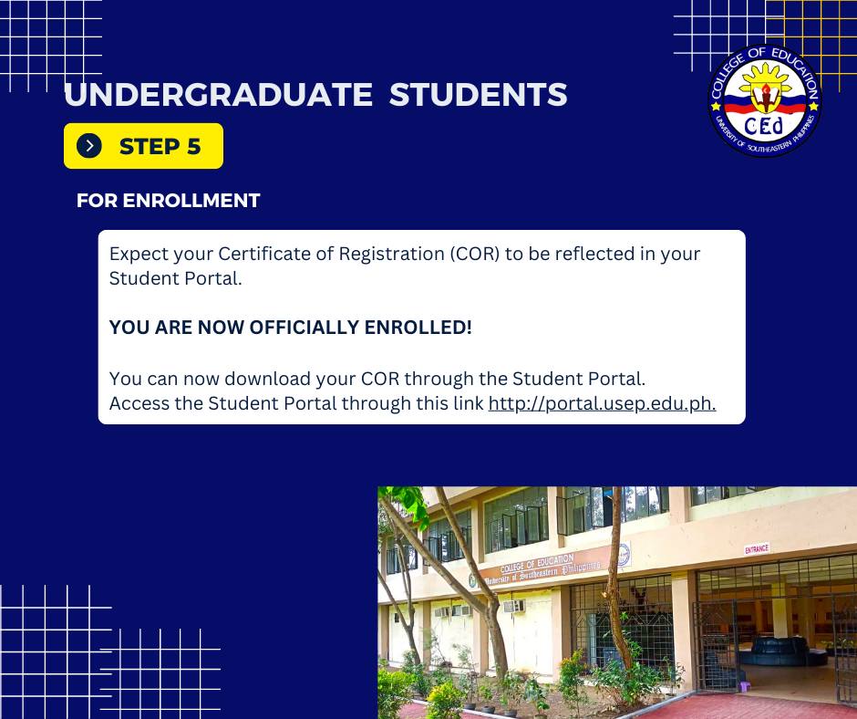 USeP - STEP 5: Expect your Certificate of Registration (COR) to be ...