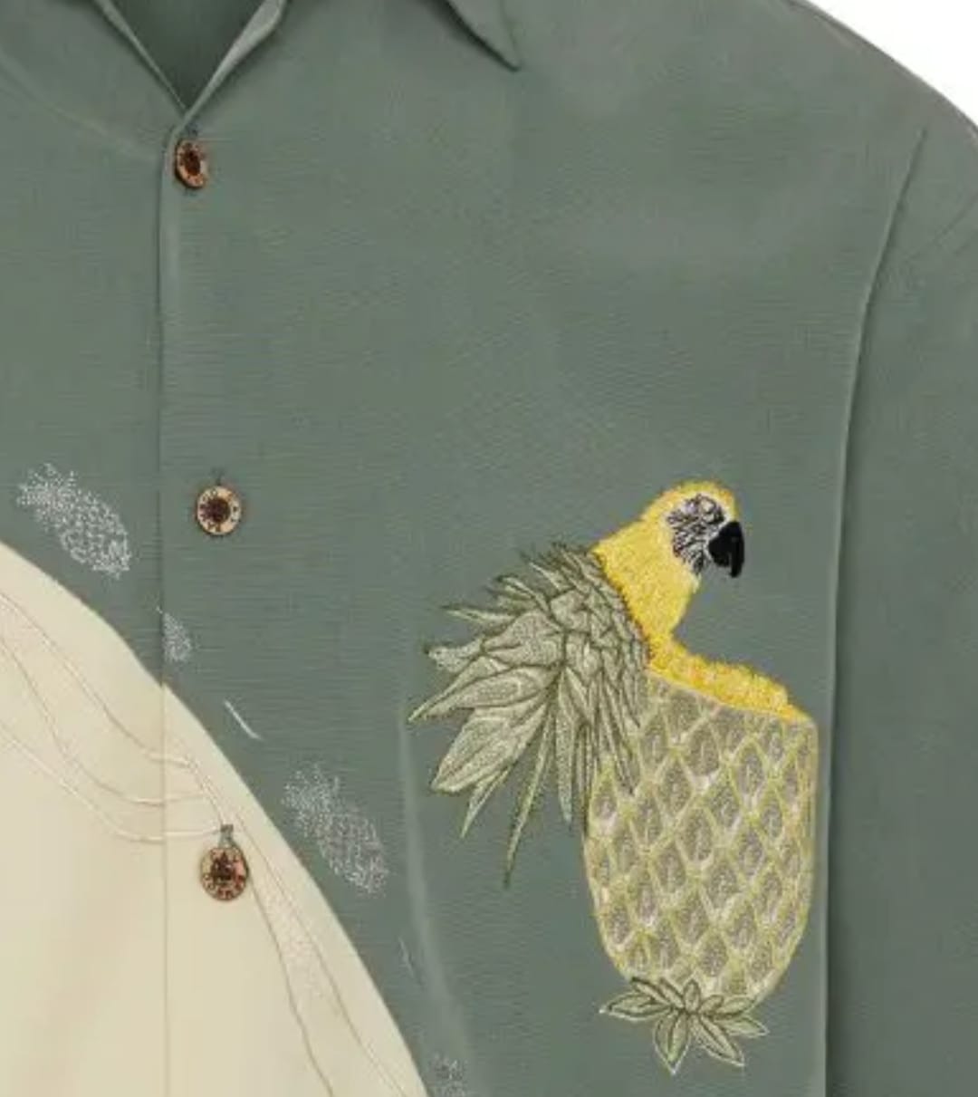 Bamboo Cay Men's Hawaiian Shirt - Embroidered Palm Tree Button Down Casual Resort Shirt (2XL, Banana) 7 thumbnail image