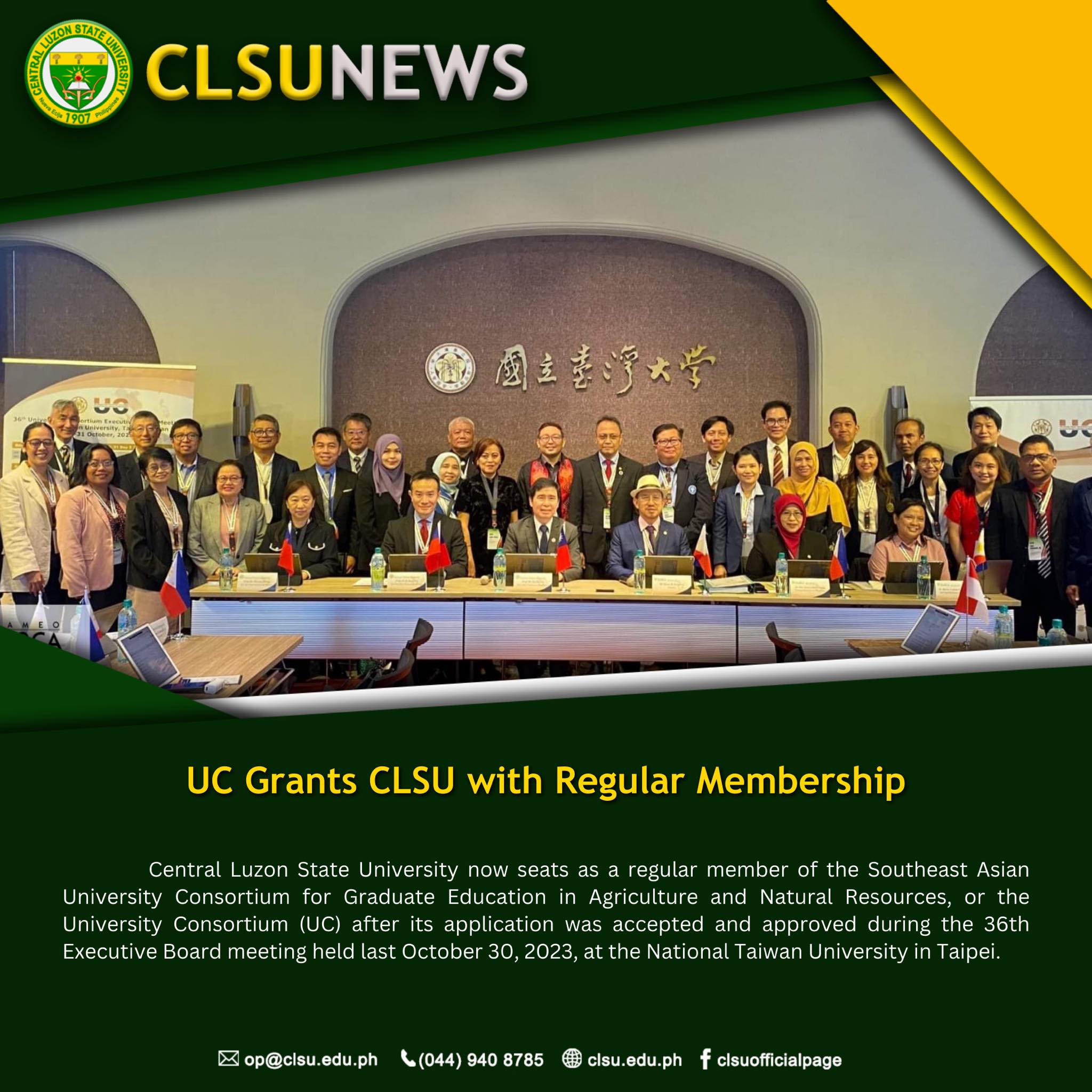 NEWS I UC Grants CLSU... - Central Luzon State University
