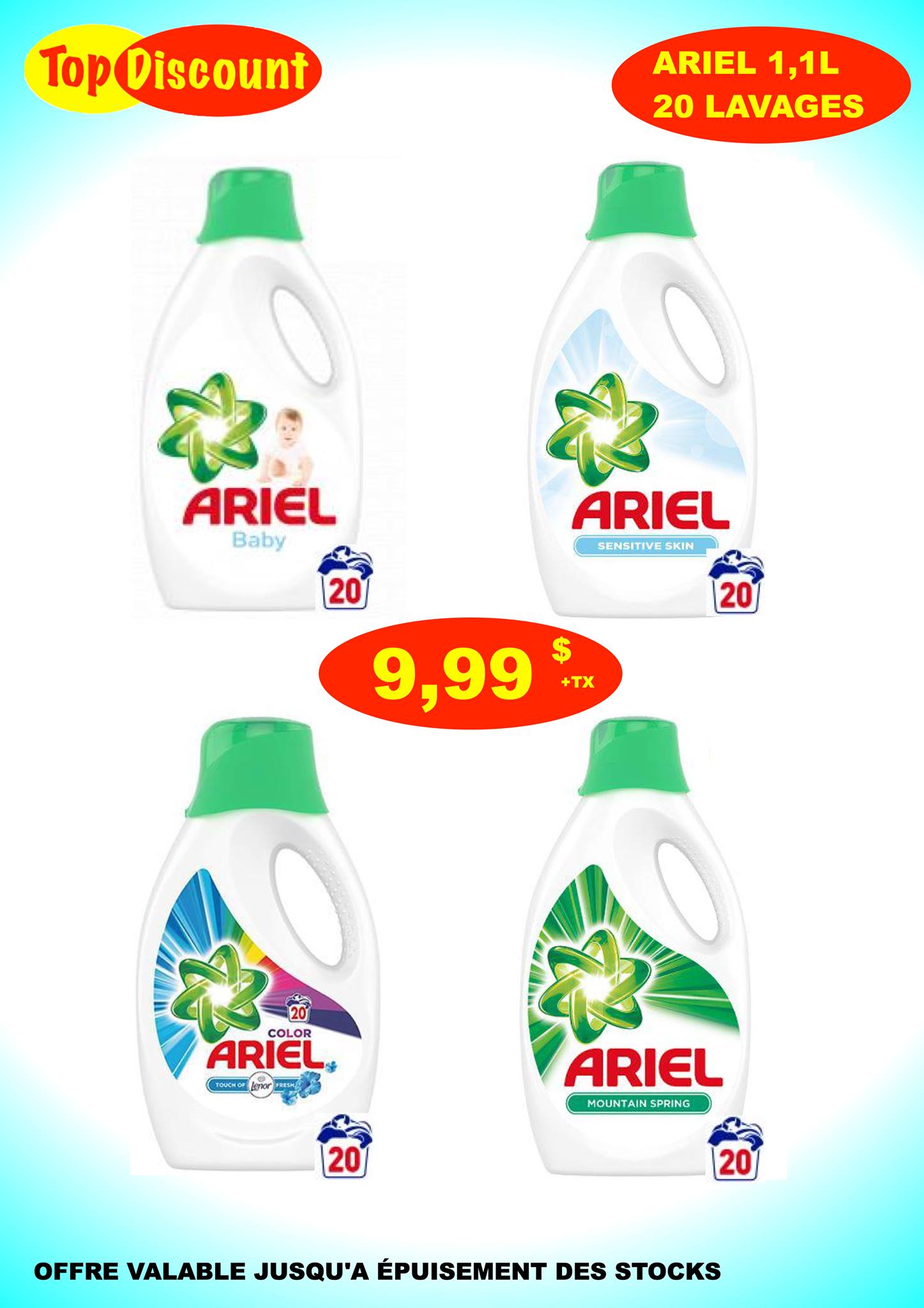 Top Discount Canada L Offre La Moins Chere Au Quebec Pour La Lessive Ariel C Est Chez Top Discount Avec Du Choix Et Au Meilleur Prix Ariel Lavages A 9 99 Tx Facebook