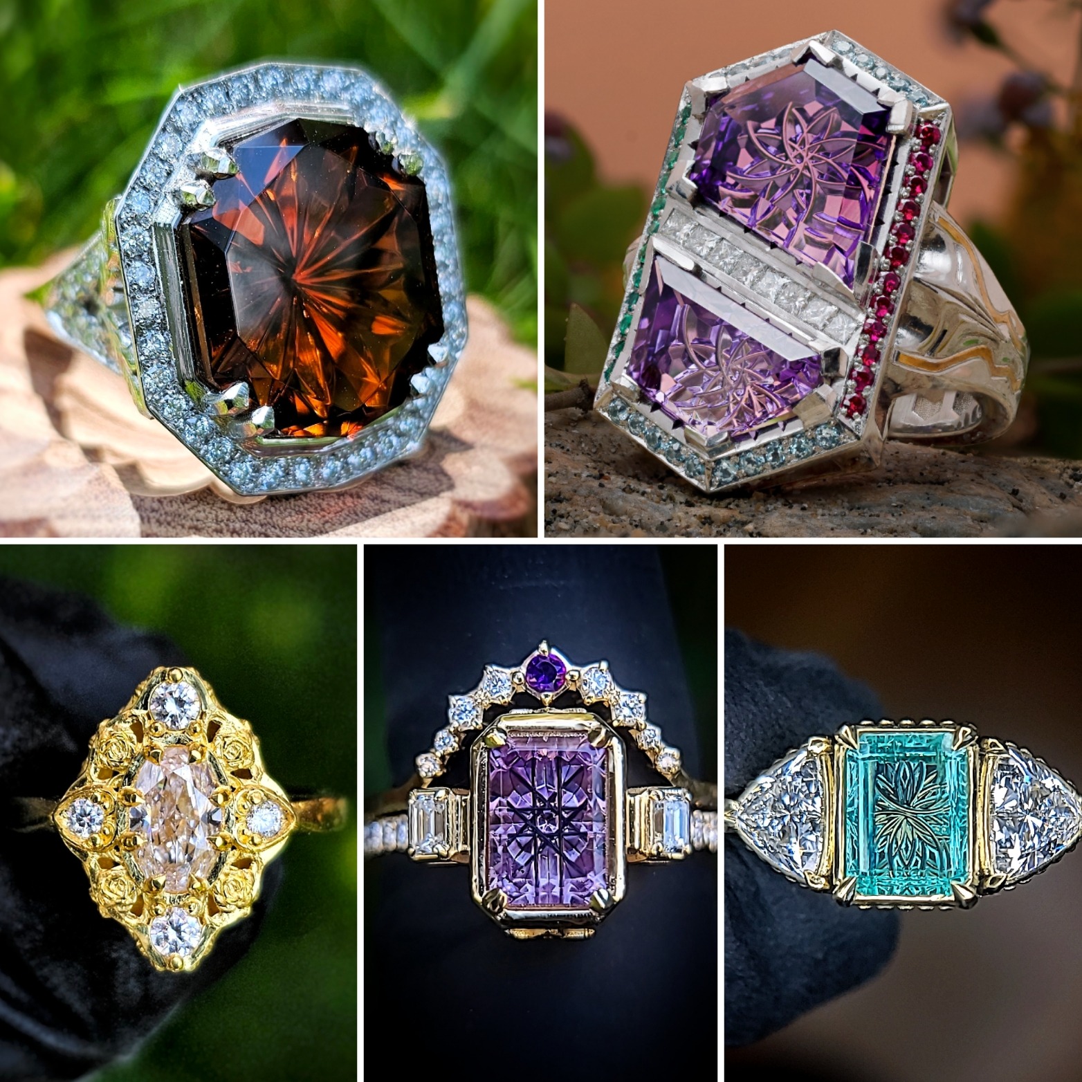 Unique Diamond and Colored Stone Ring Designs