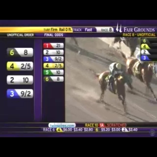 Greg - FH with a driving win yesterday at the Fair Grounds. Maiden no ...