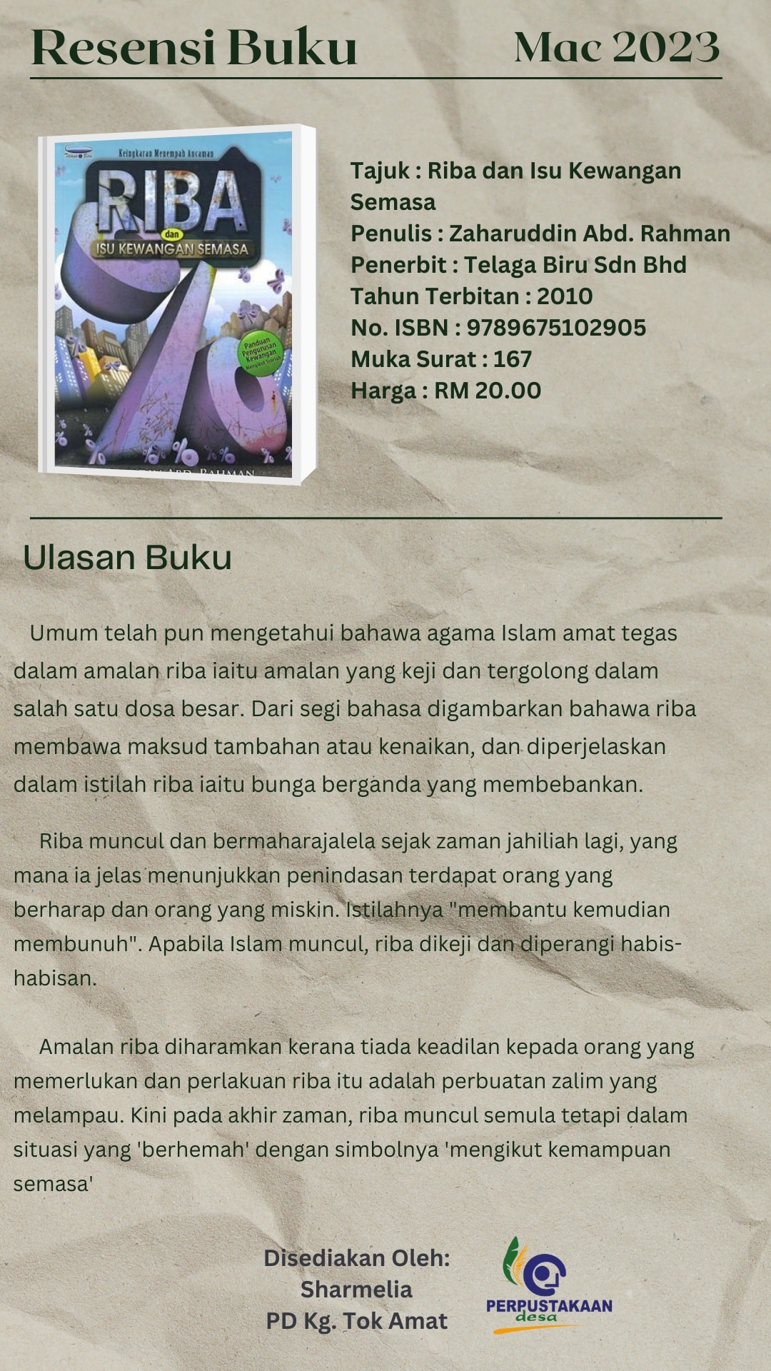 🌿 RESENSI BUKU 🌿 Tajuk : Riba dan Isu Kewangan Semasa # ...