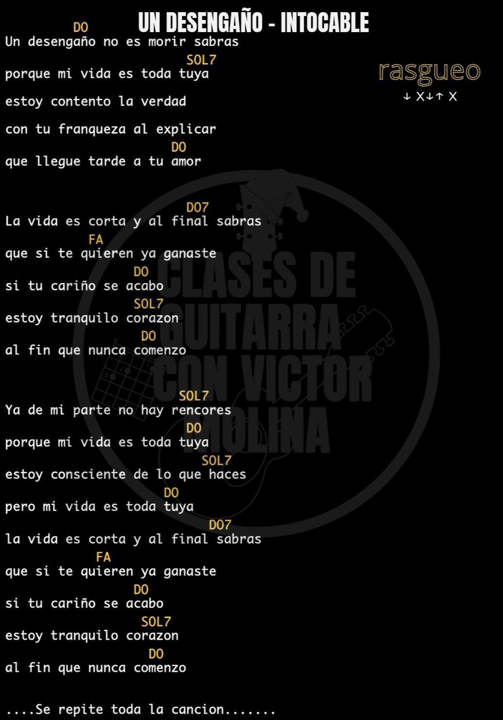 Clases - Un desengaño - Intocable Letra y acordes 🎶 🎸 | Facebook