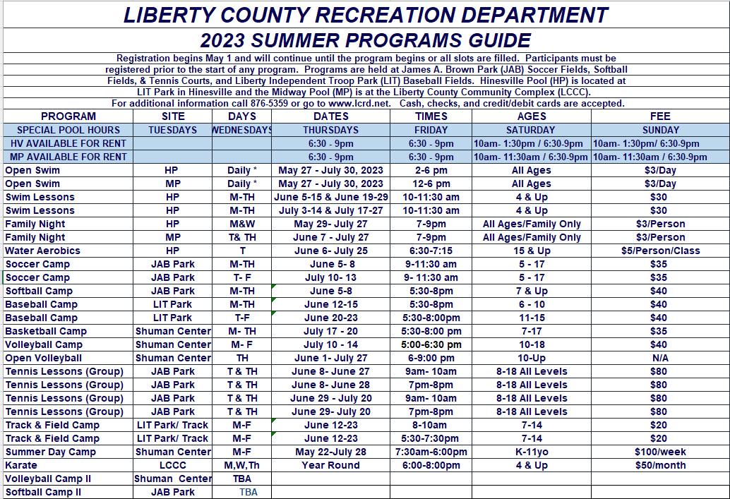 Liberty - Here's a complete look at all of our Summer Programs! Online ...