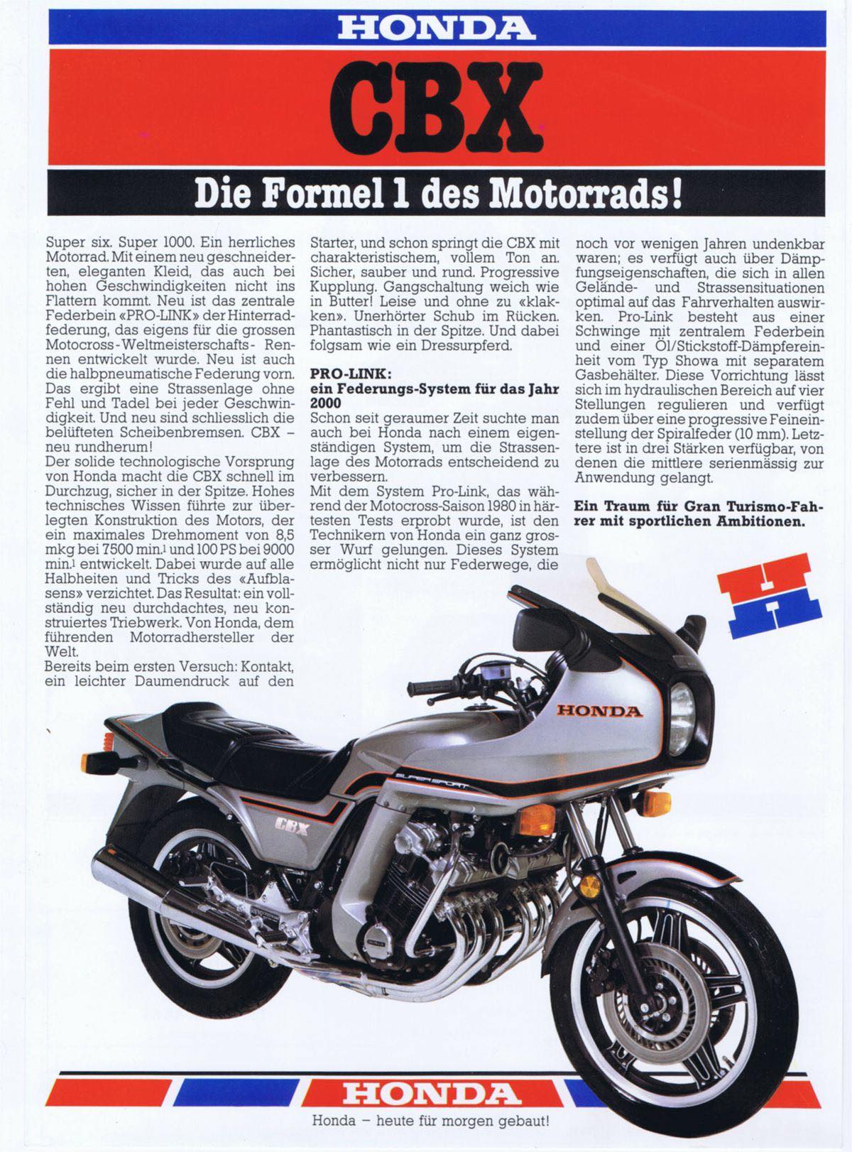 Classic - 1981 HONDA CBX 1000 Pro-Link brochure.SWITZERLAND | Facebook