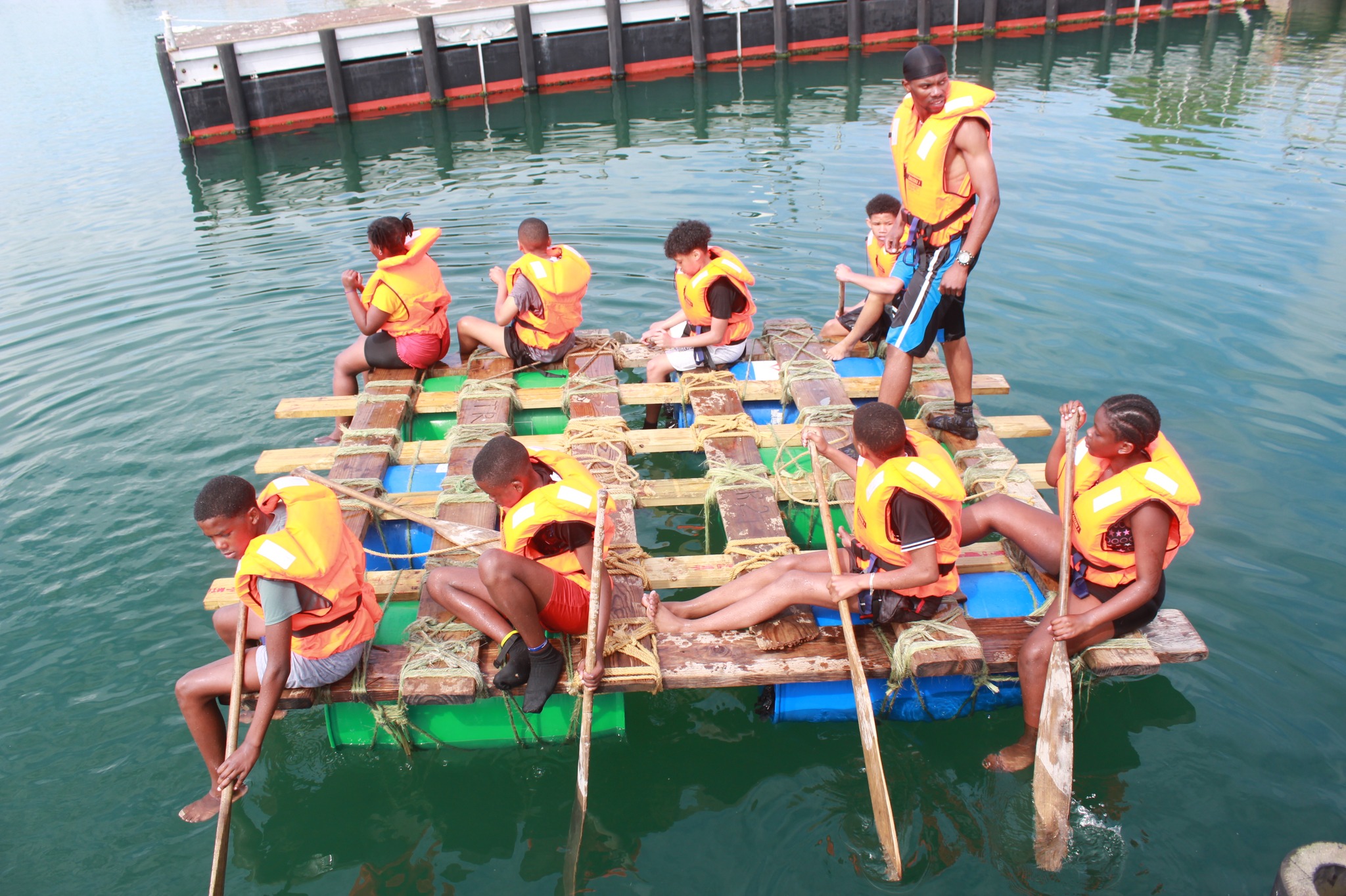 SA - Learners on their man-made raft. | Facebook