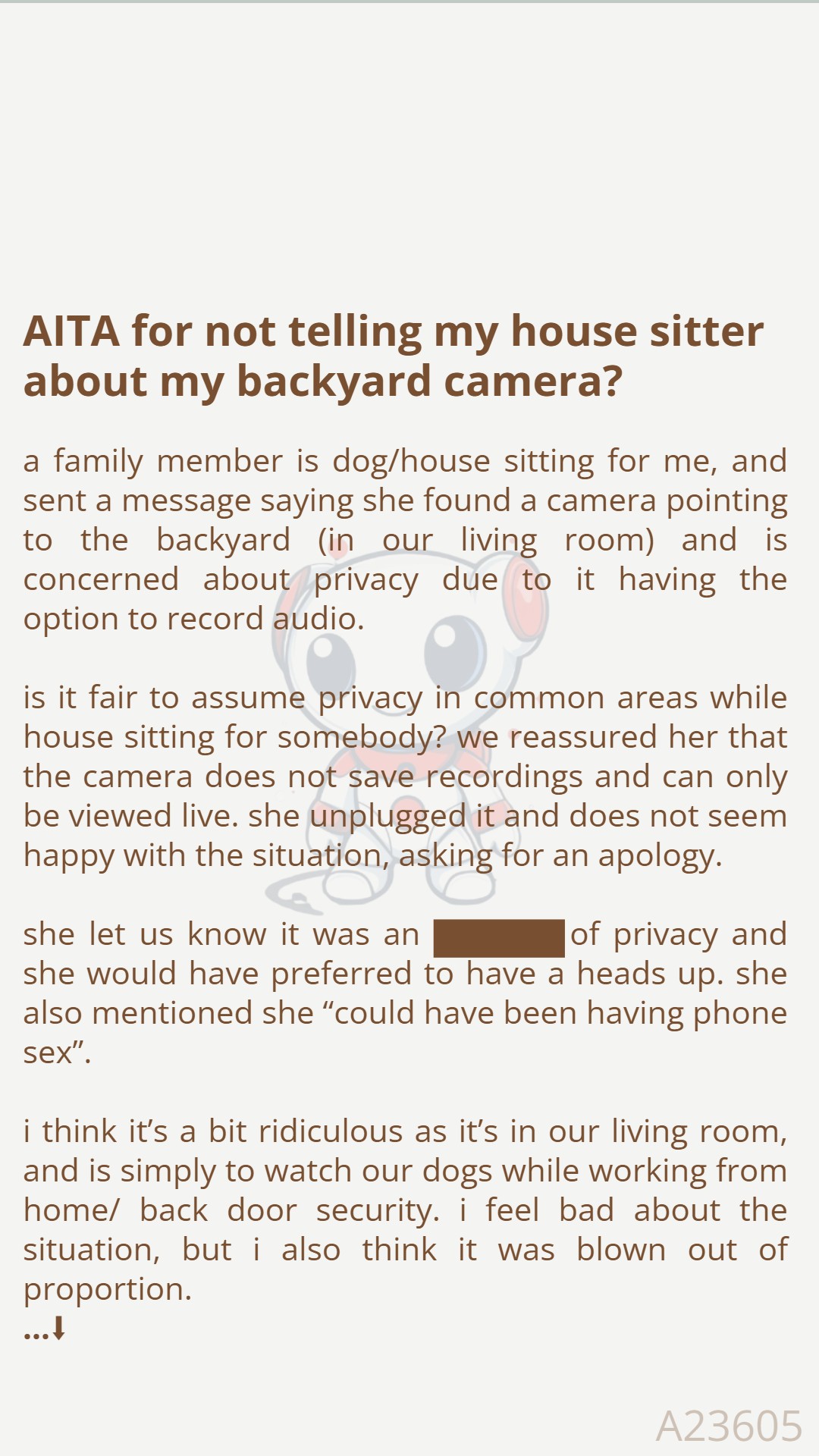 Drama - AITA for not telling my 😝 house sitter about my backyard 🚊 ...