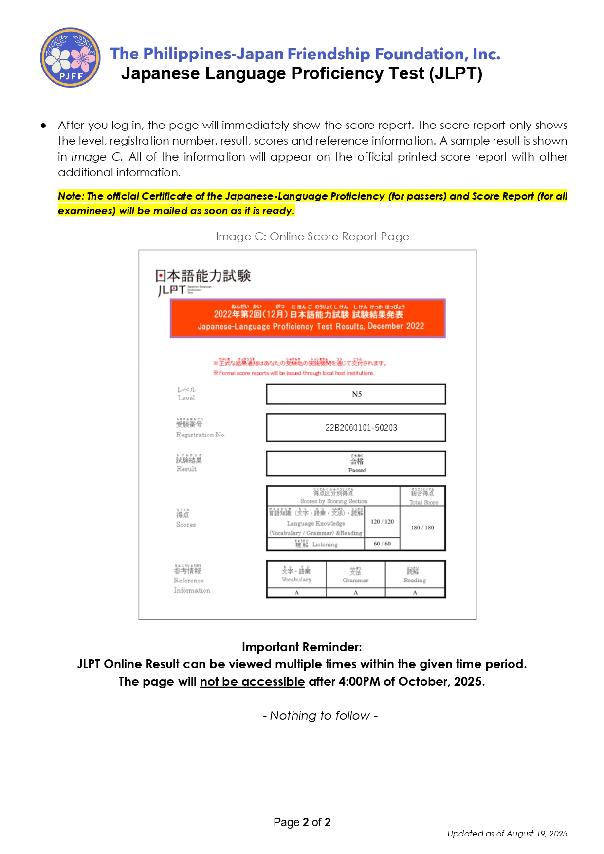 jlpt exam results