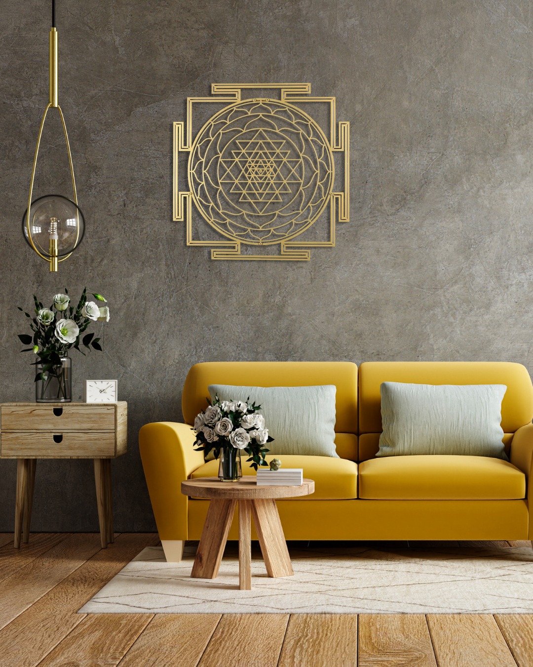 ColorfullWorlds - Sri Yantra Sacred Geometry Metal Wall...