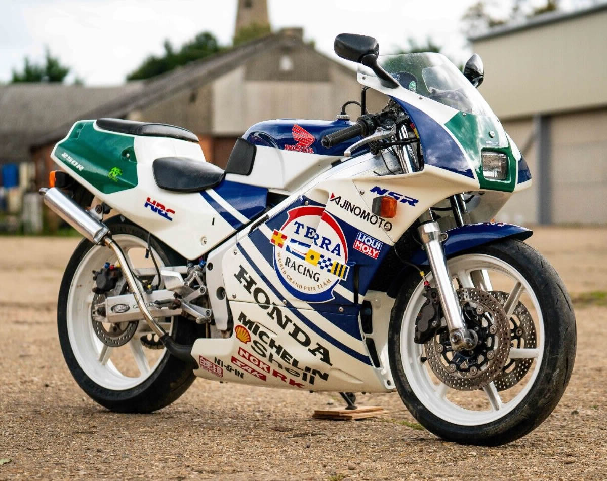Ad - 1989 Honda NSR250 MC18 in Terra Racing colours. For sale on