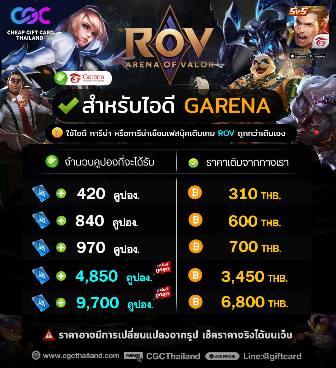 CGCThailand - 🎊มาแล้ว ROV แบบ ID PASS เติมได้ทั้ง ID... | Facebook