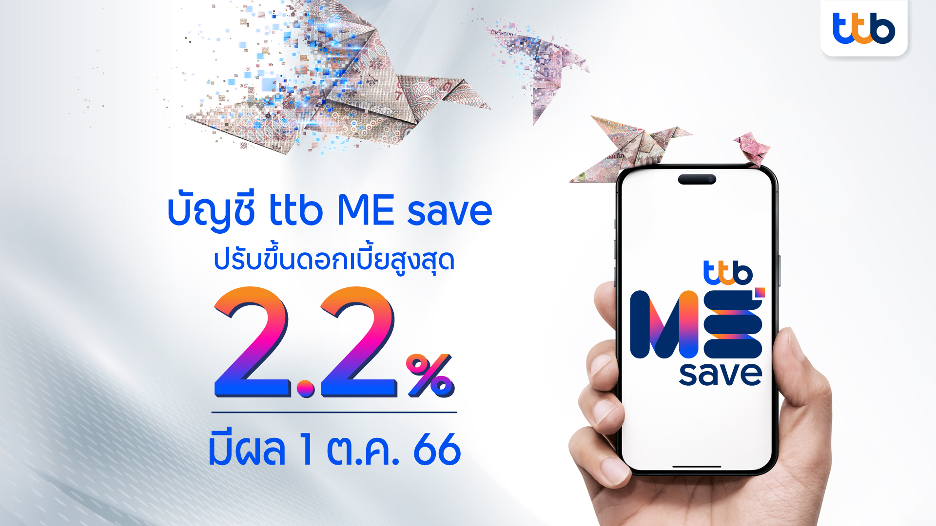 MarketThink - ttb ปรับขึ้นดอกเบี้ยบัญชี ttb ME save...