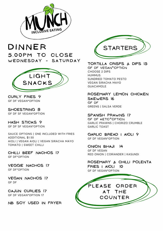 Munch - New menu this week .... Bookings on... | Facebook