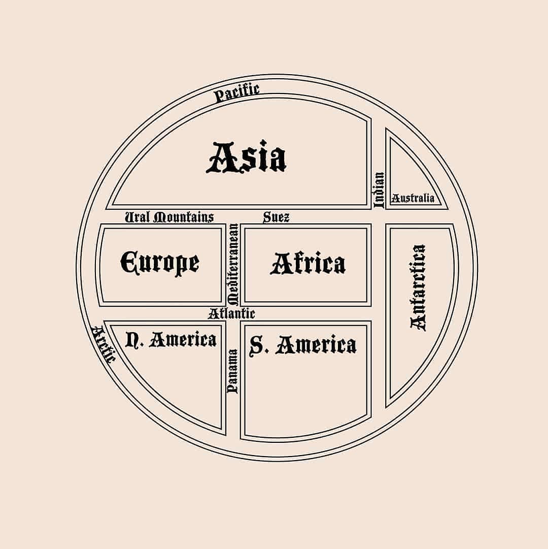 Modern map of the Continents in T-O... - Think About Maps | Facebook