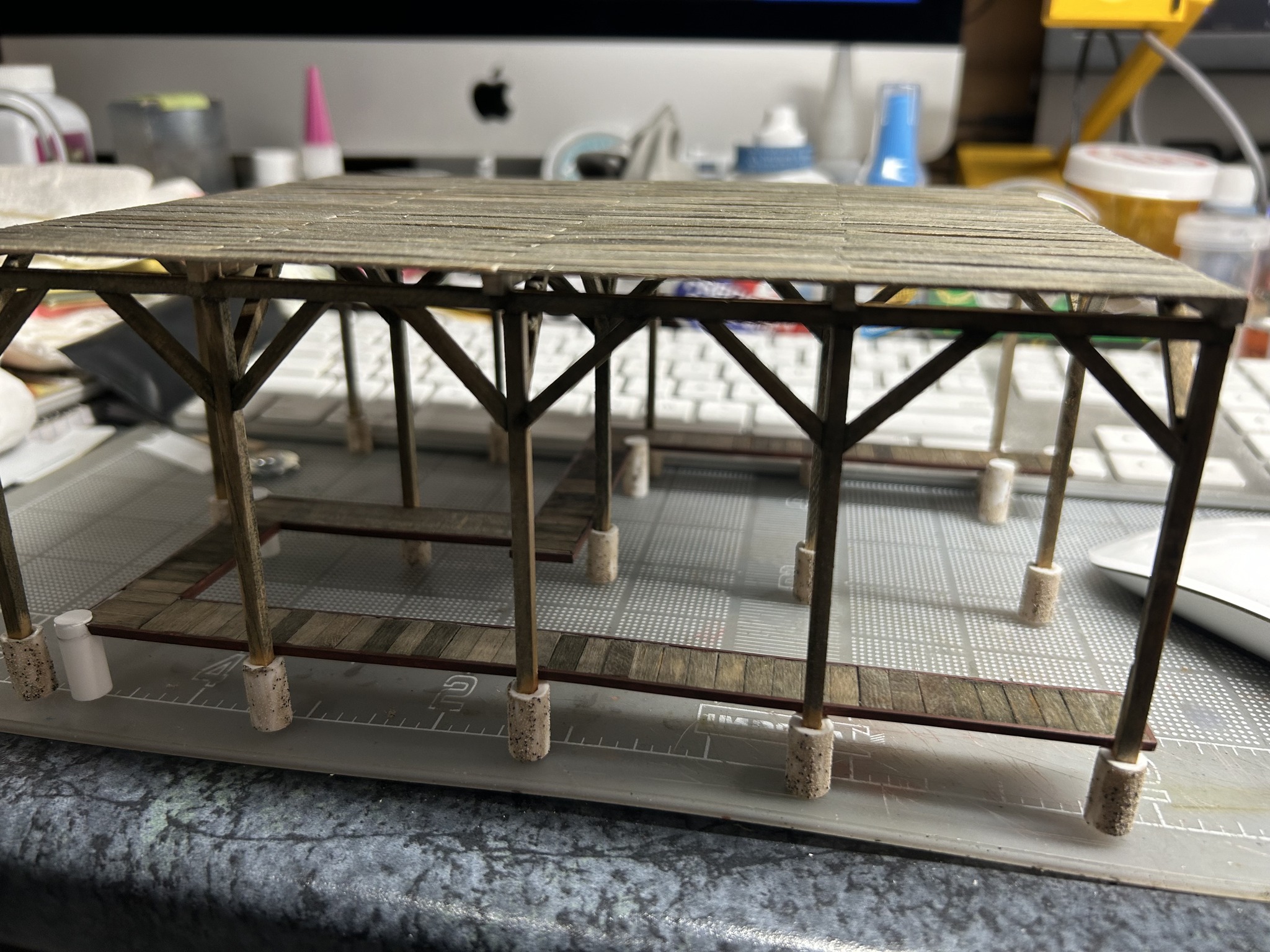 Weathering - The lower walkways are done with styrene clad with stir ...