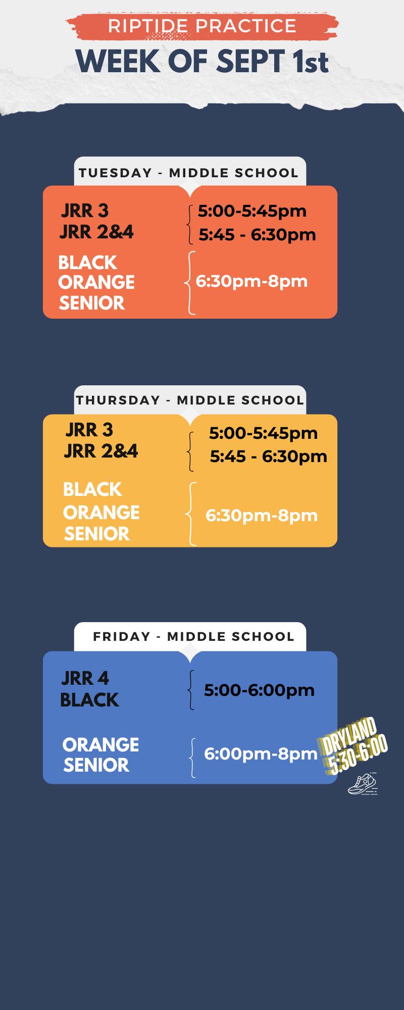 Rockford - Welcome Back Riptide Families! Here are the weekly practices ...