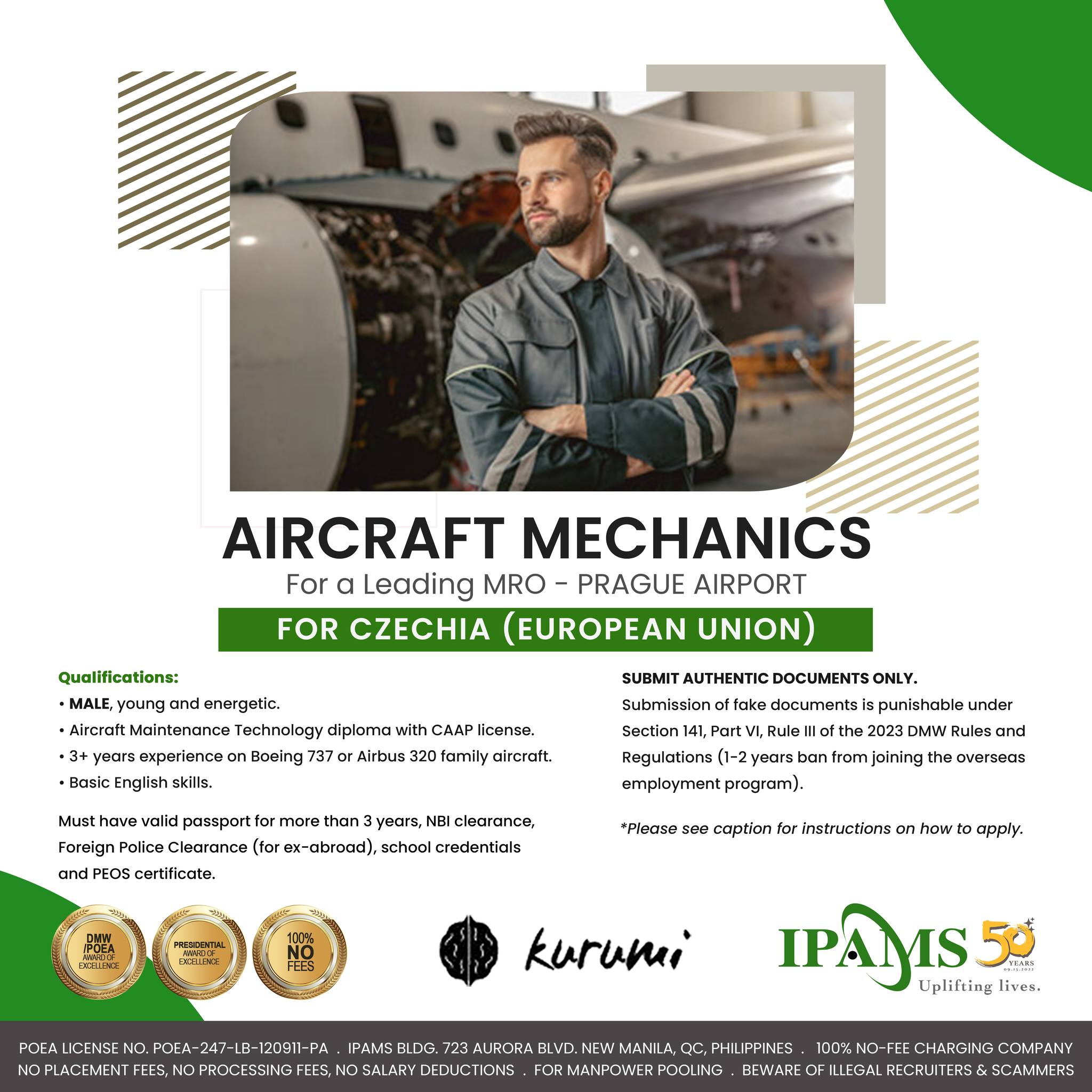 Kurumi Czechia S.R.O. is looking for AIRCRAFT MECHANICS to be assigned ...