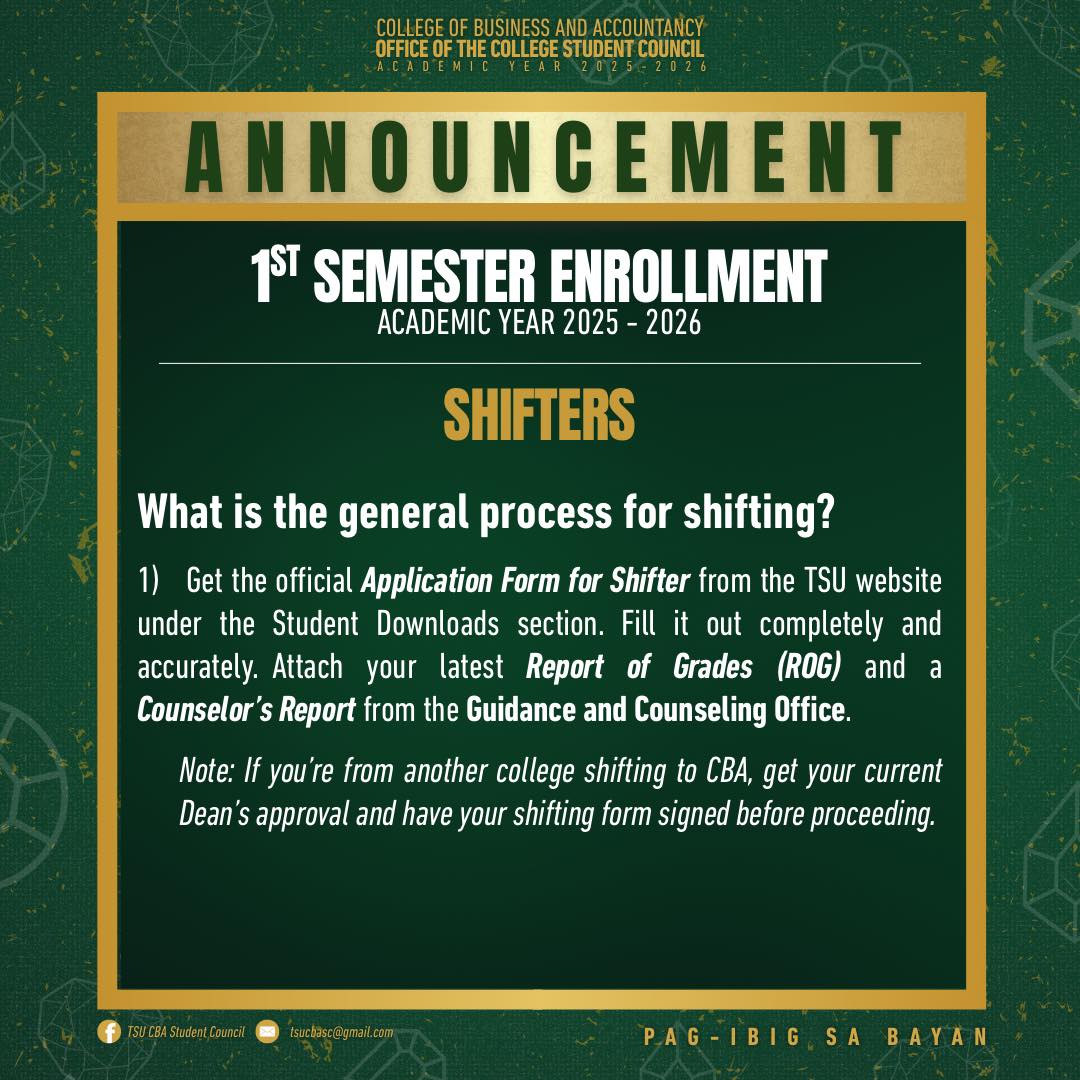 TSU CBA Student Council added a... - TSU CBA Student Council