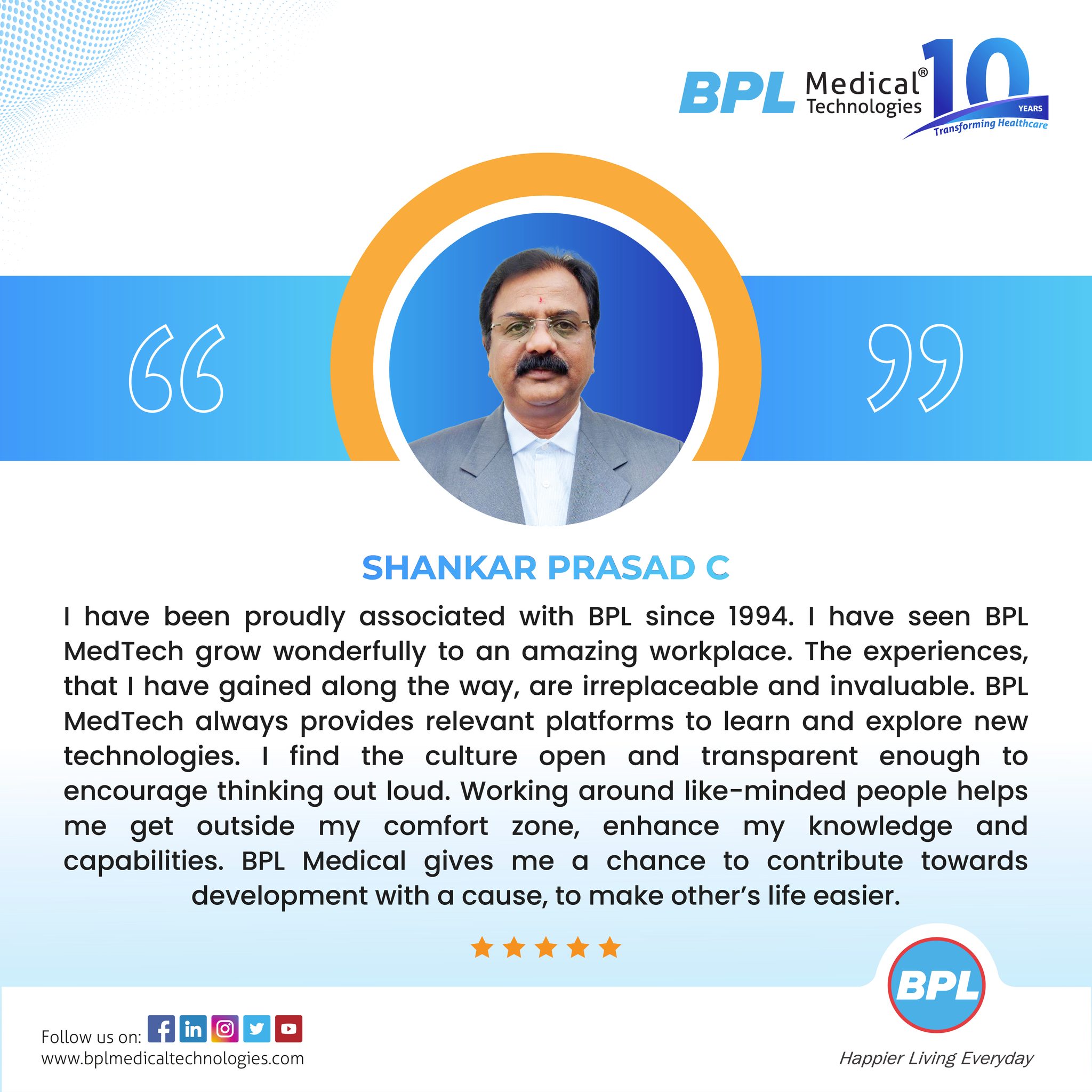Meet Mr Shankar Prasad C, one... - BPL Medical Technologies