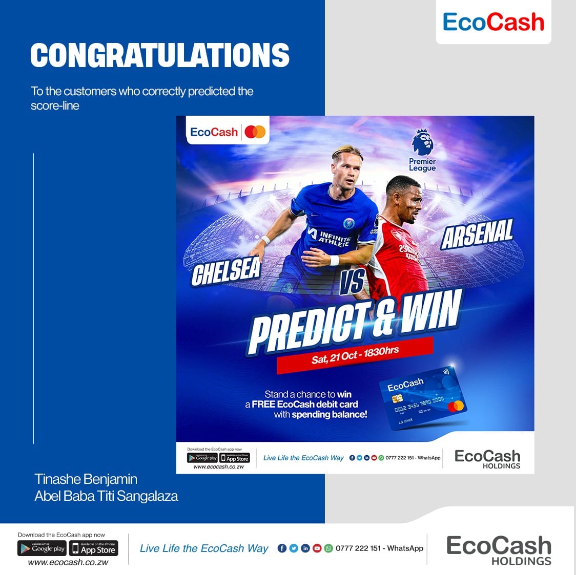 Congratulations to our winners, please... - EcoCash Zimbabwe | Facebook
