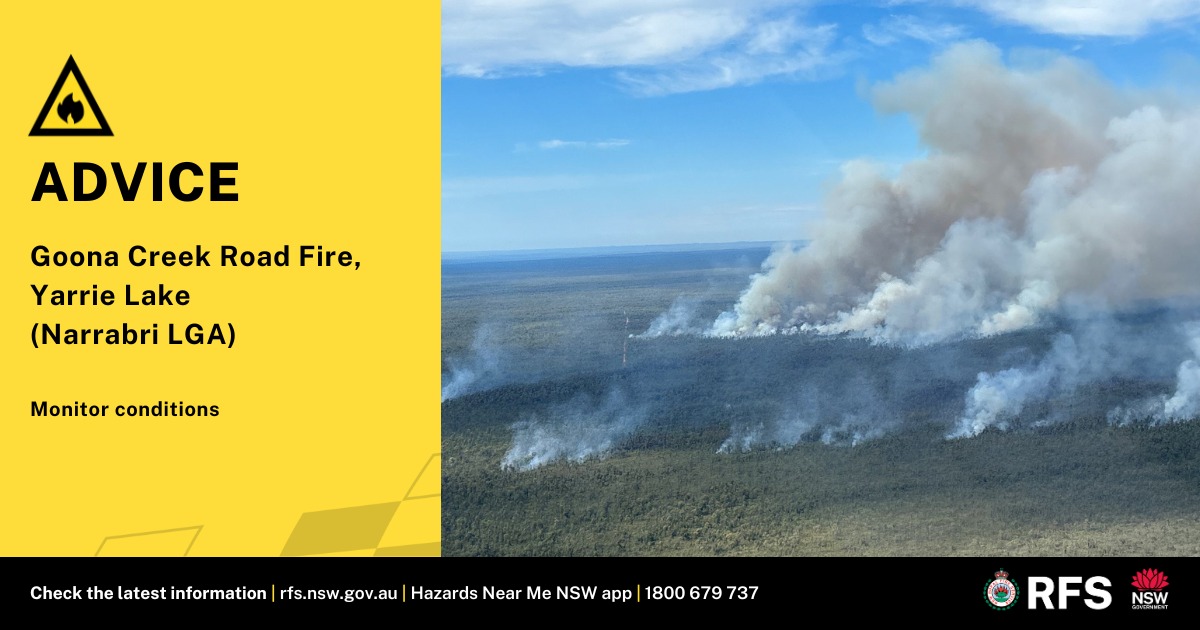 NSW - Advice: Goona Creek Road Fire, Yarrie Lake (Narrabri LGA) Crews ...