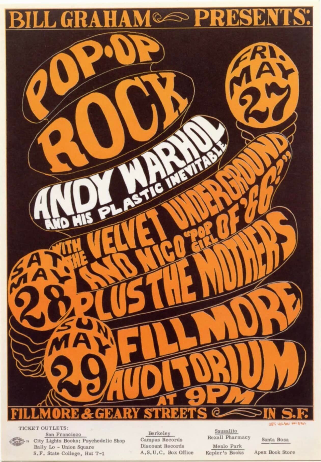 Andy Warhol and Velvet Underground at Fillmore in 1966